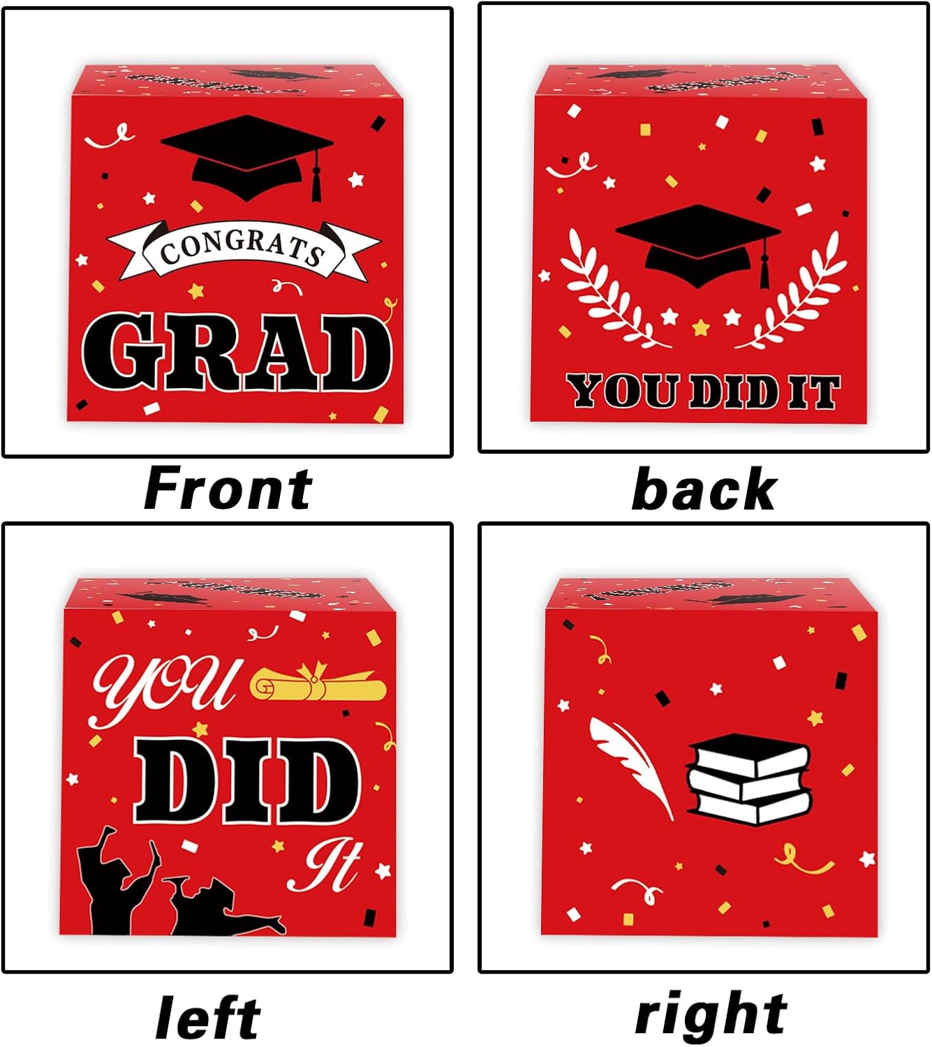 2025 Graduation Card Box - Red Decorative Holder for Party