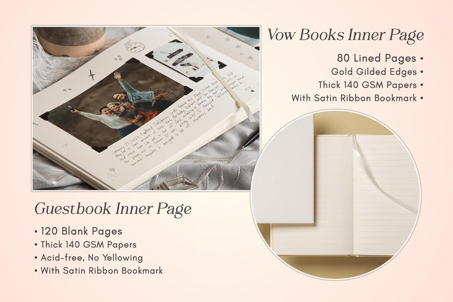 Personalized Wedding Book Set with Guestbook and Vow Books