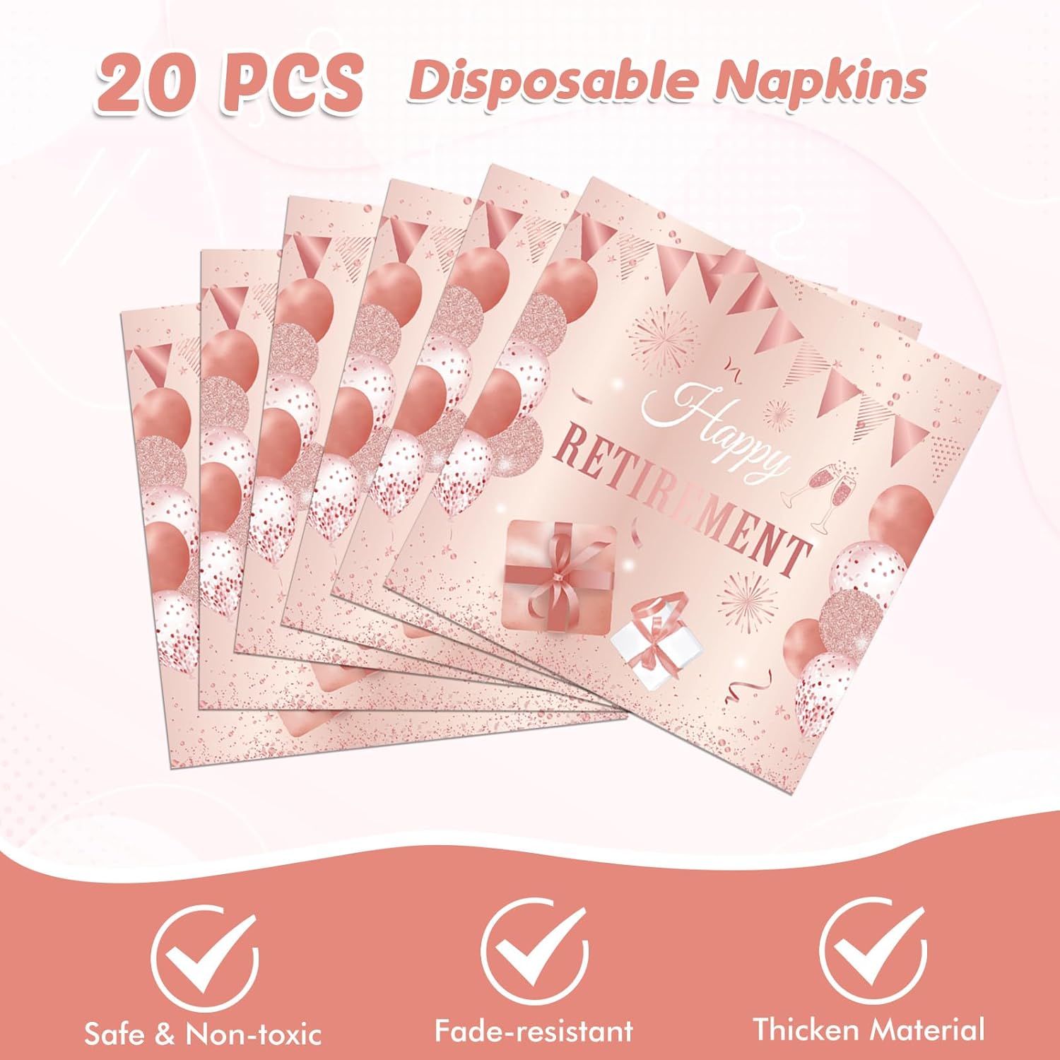 41Pcs Rose Gold Retirement Party Decor Set