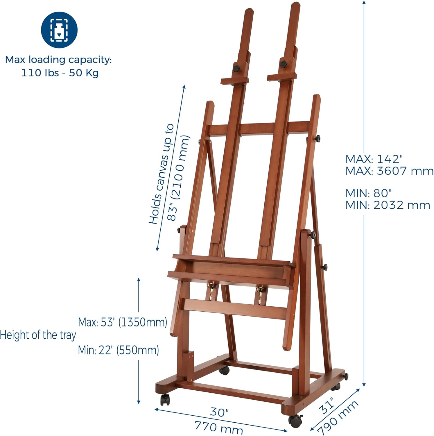 VISWIN Double Mast Heavy Duty H-Frame Easel for Large Canvases
