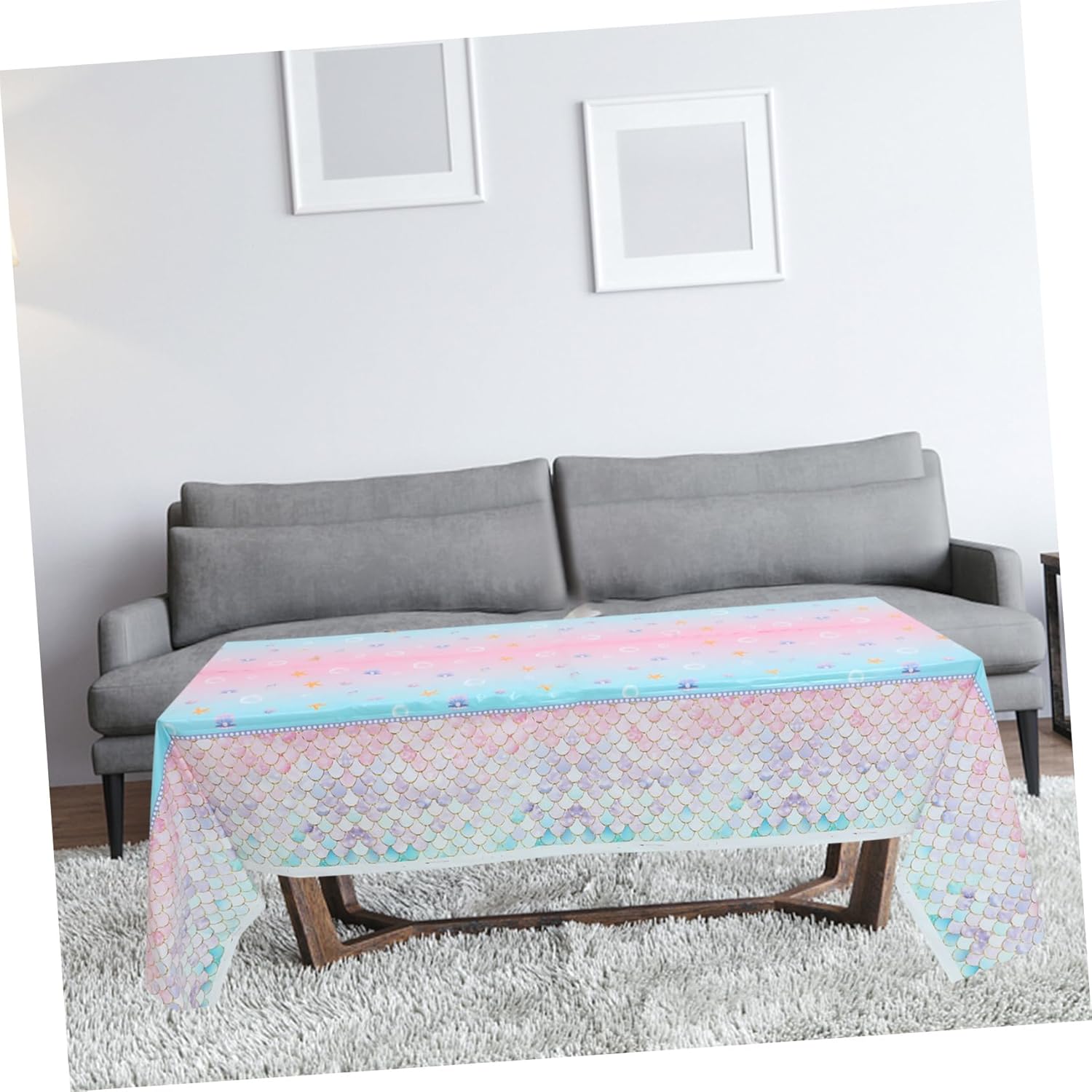 Mermaid Table Cloth for Birthday Party Sea Theme Decor