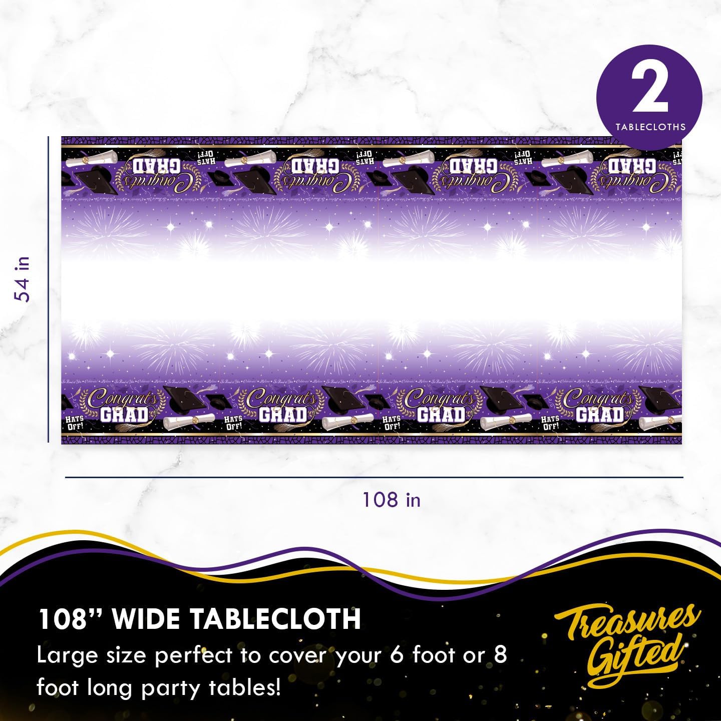 Treasures Gifted Purple Graduation Decor Set for 24 Guests