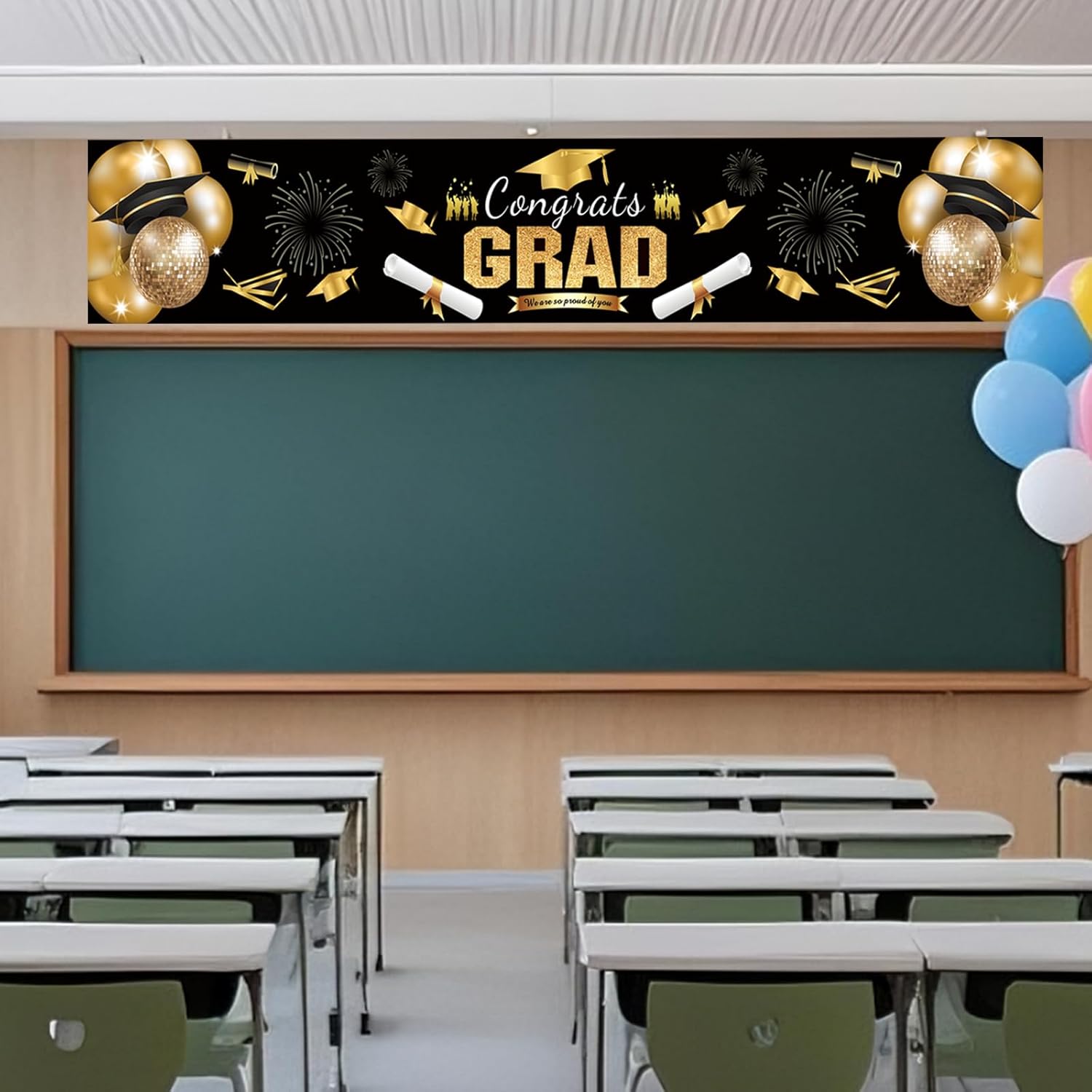 2025 Graduation Banner with Black Gold Design