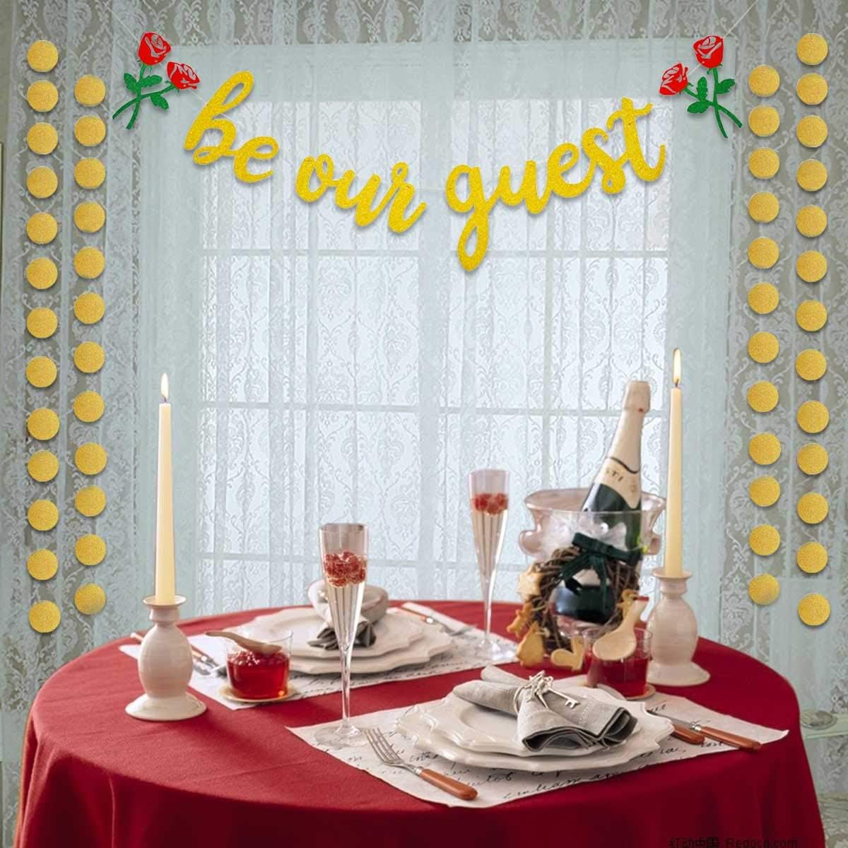 Be Our Guest Gold Sign Banner - Party Decoration
