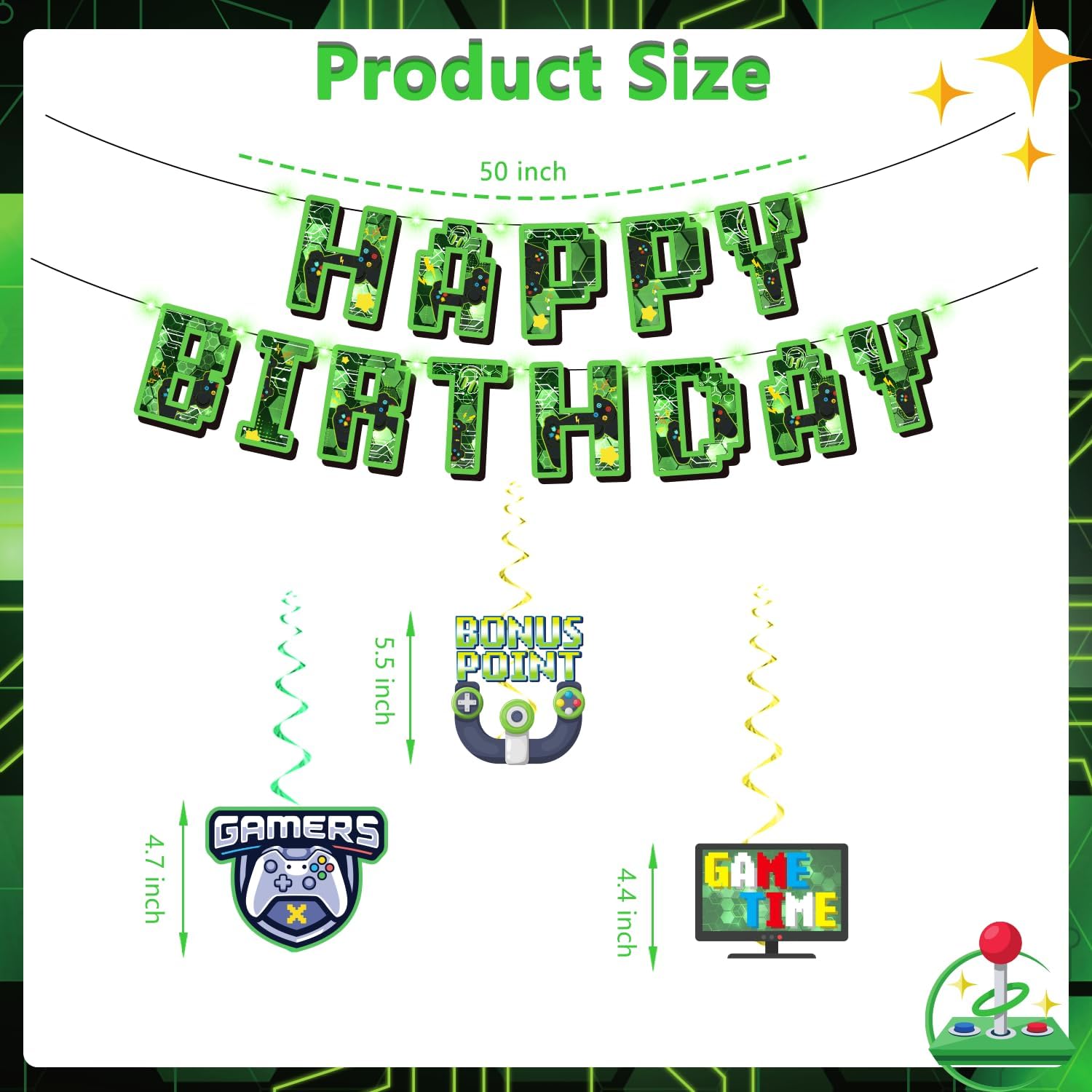 159 Pcs Video Game Birthday Decorations Set Green