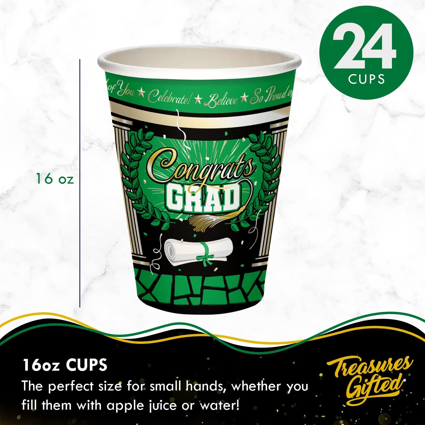 Treasures Gifted Green Graduation Decorations Set for 24 Guests