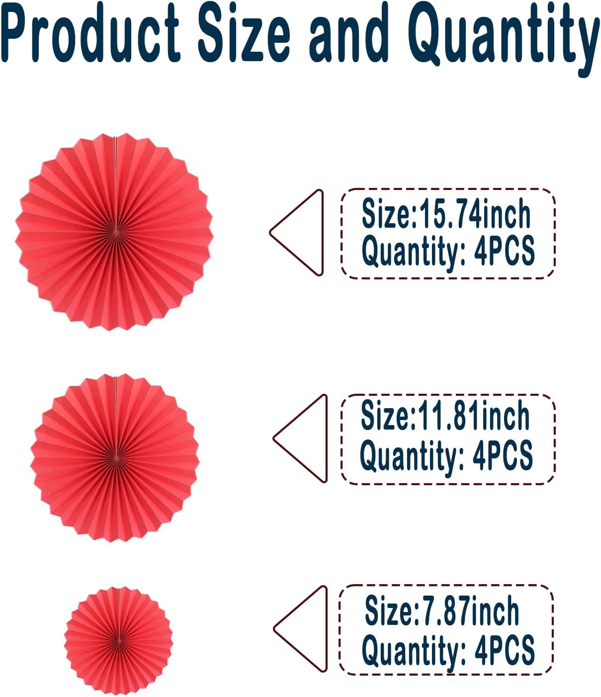 HQZ Red Party Hanging Fans DIY Set 12pcs