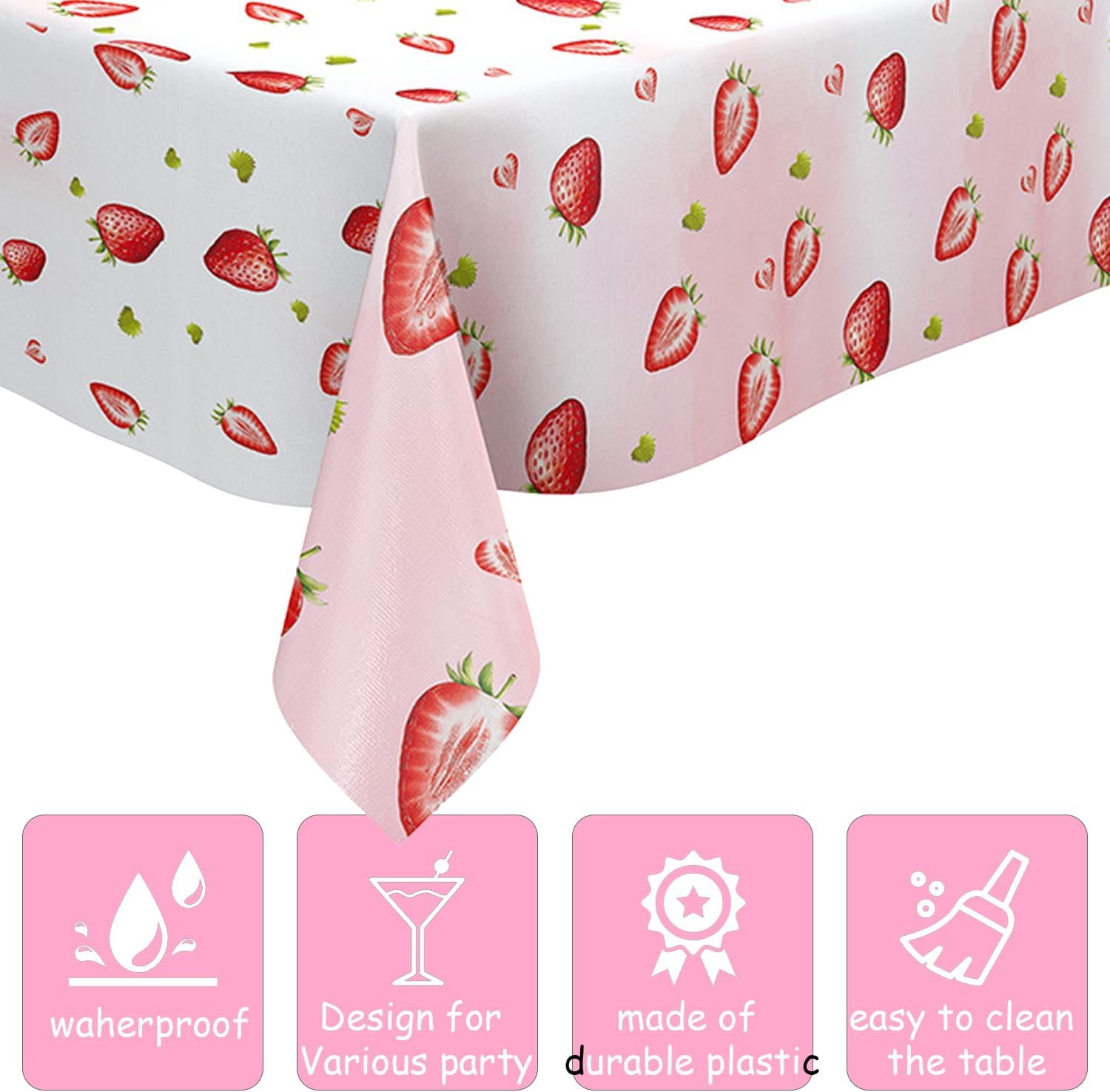 2pcs Strawberry Tablecloth for Birthday Parties