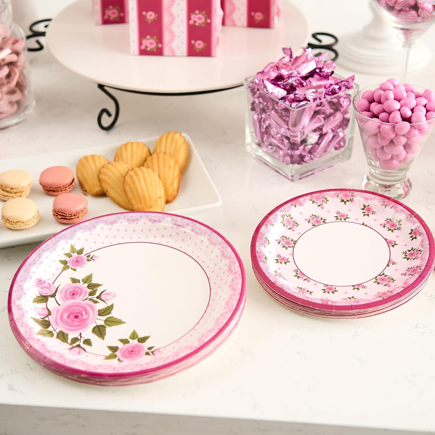 Royal Bluebonnet Floral Paper Plates and Napkins Set of 24