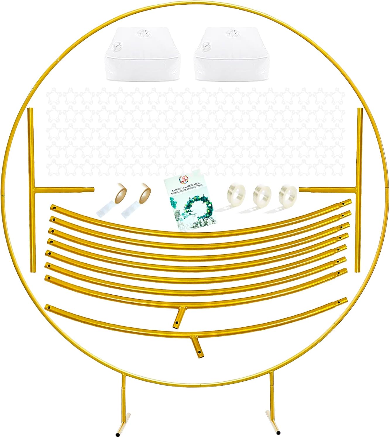 LANGXUN 72ft Gold Metal Balloon Arch Kit