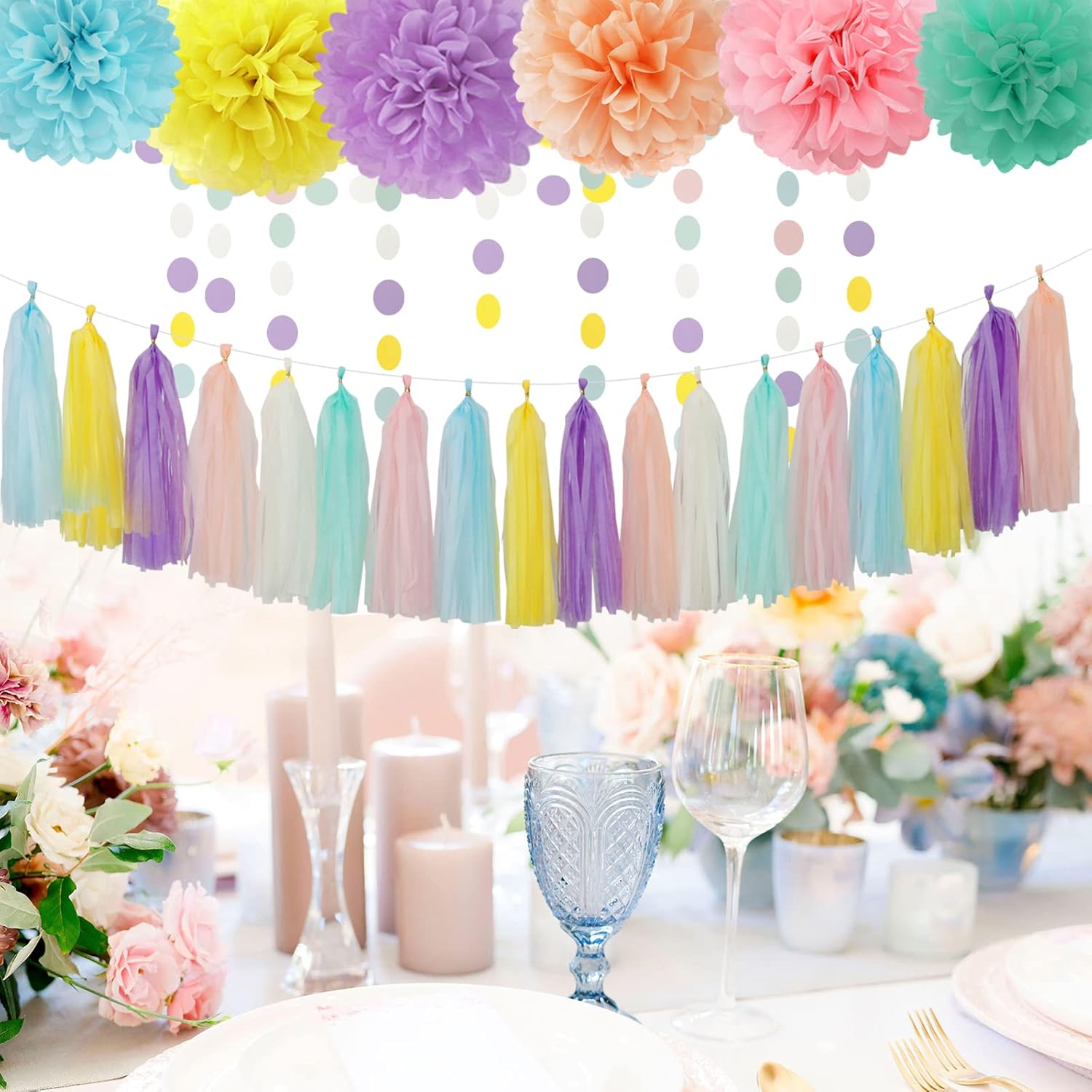 Lasting Surprise Pastel Rainbow Party Decor Kit 29pcs