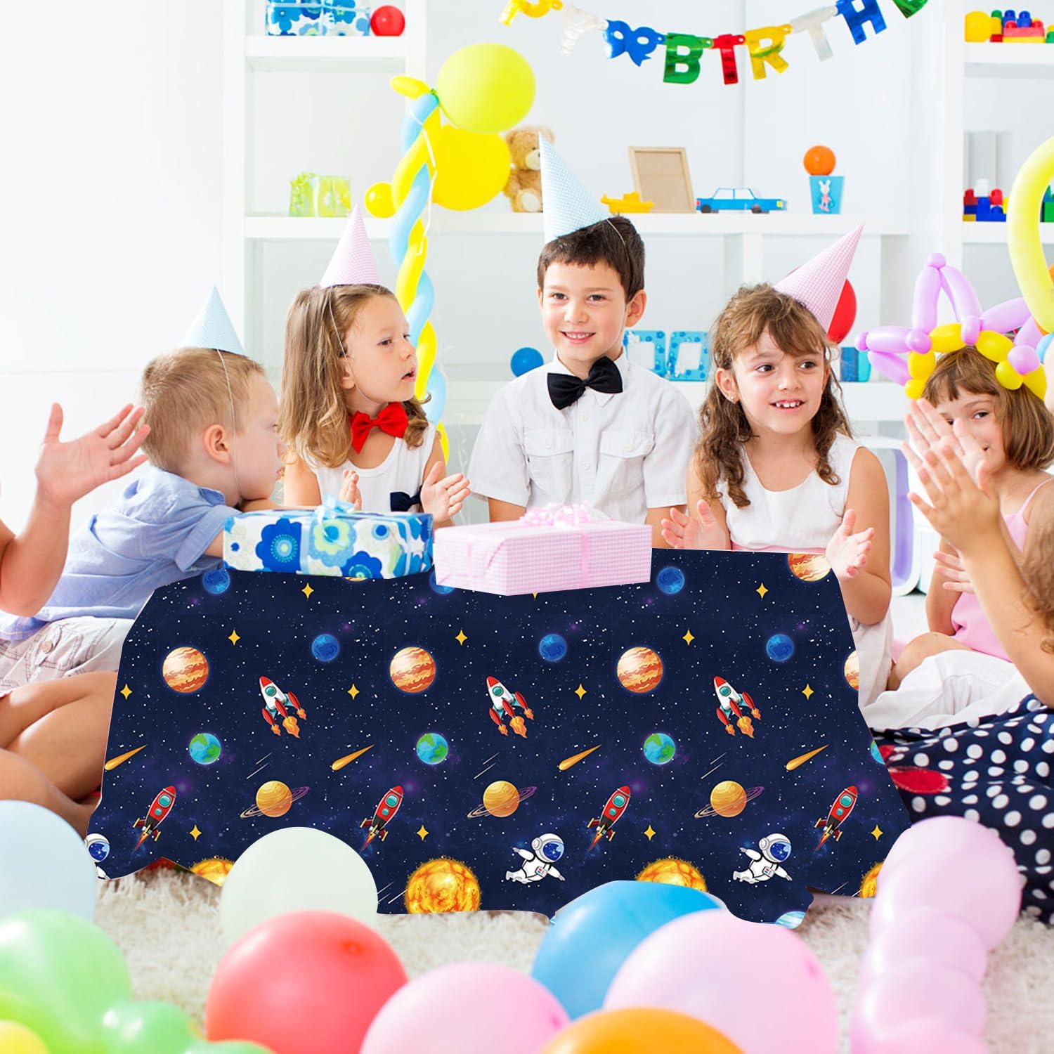2pcs Space Tablecloth Plastic Party Decor for Birthday Celebrations