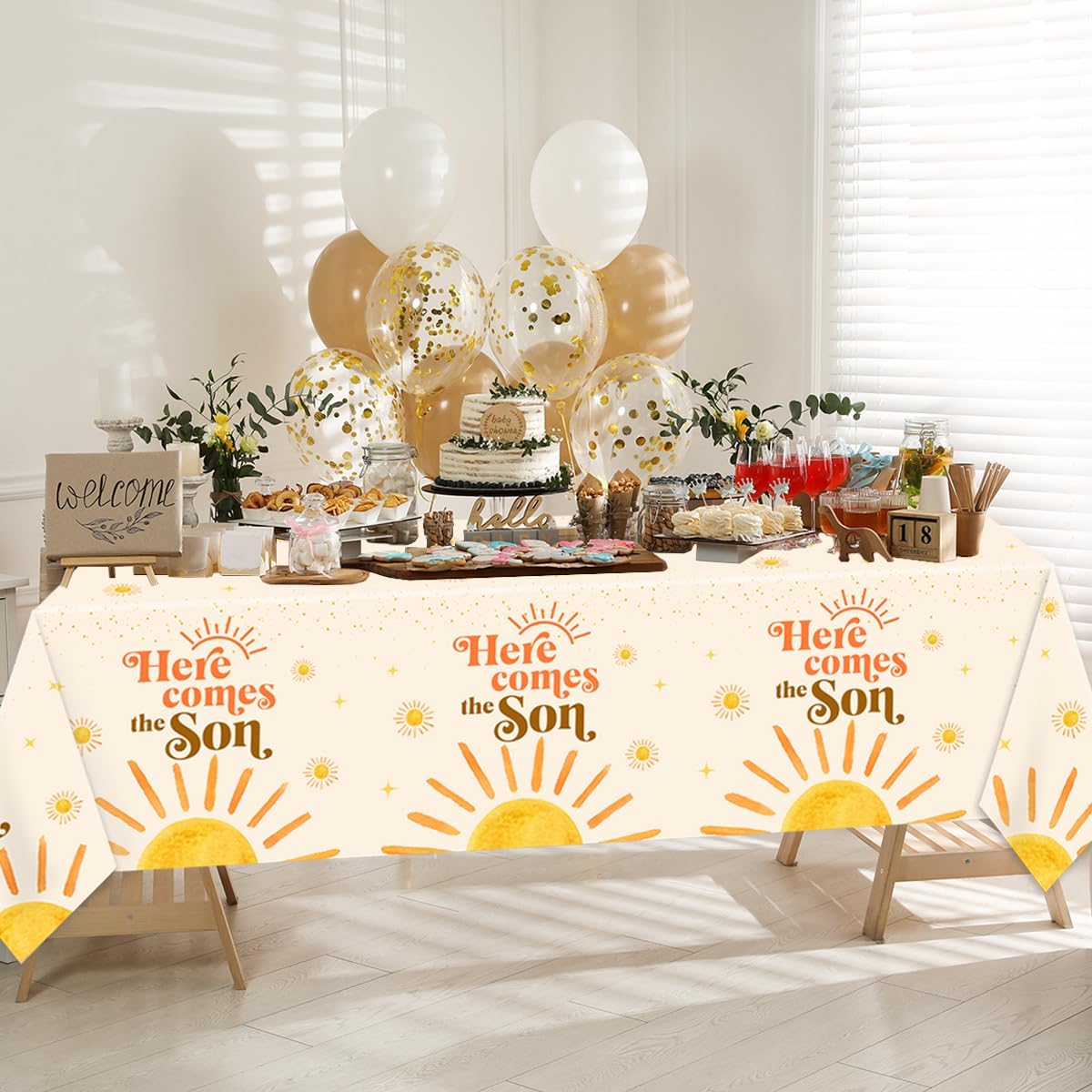 CMUSKO 3Pcs Here Comes The Son Tablecloths