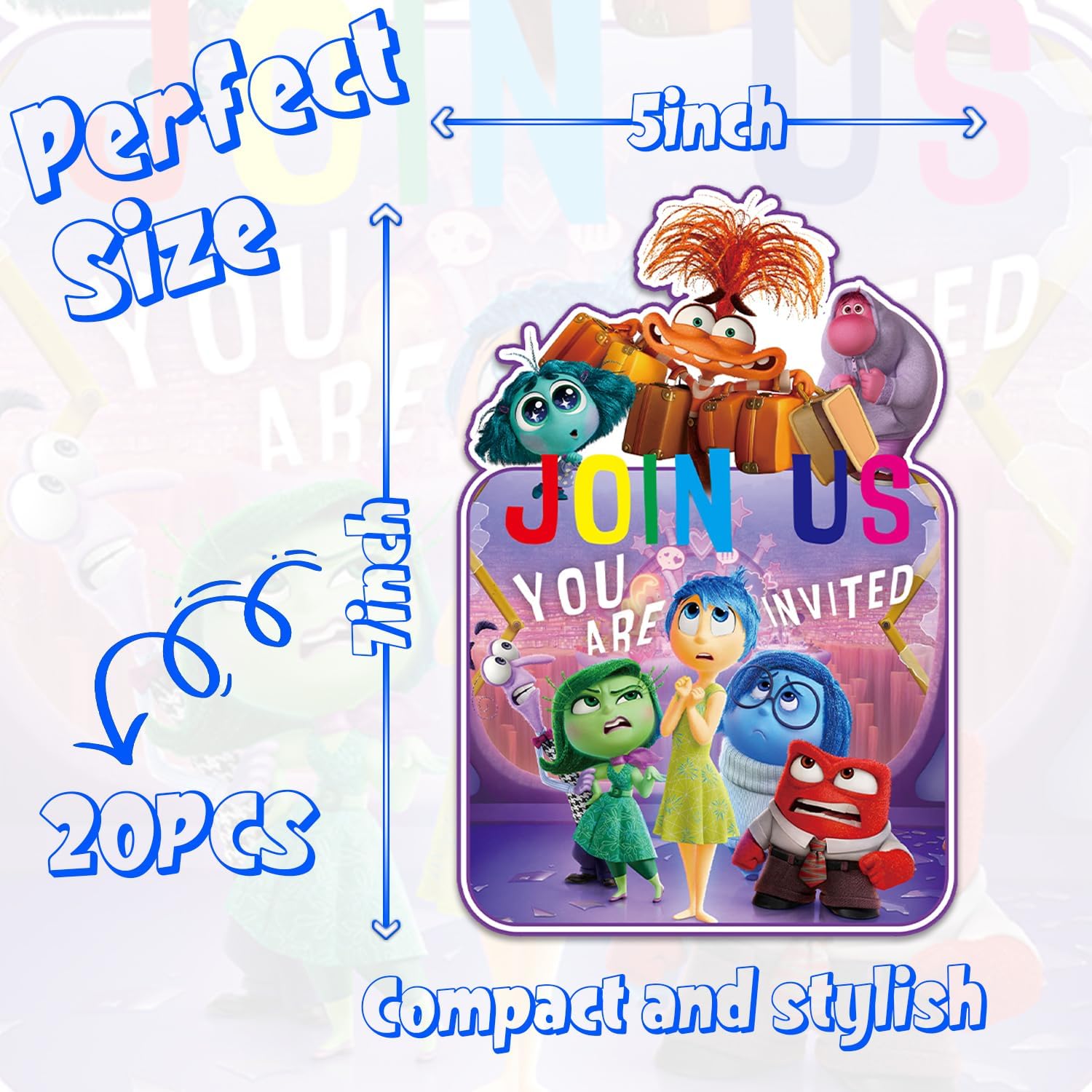 20 Packs Inside Out Birthday Invitation Cards