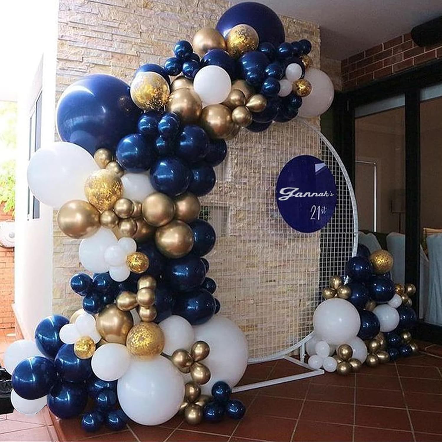 Navy Blue Gold Balloons Arch Kit 134pcs