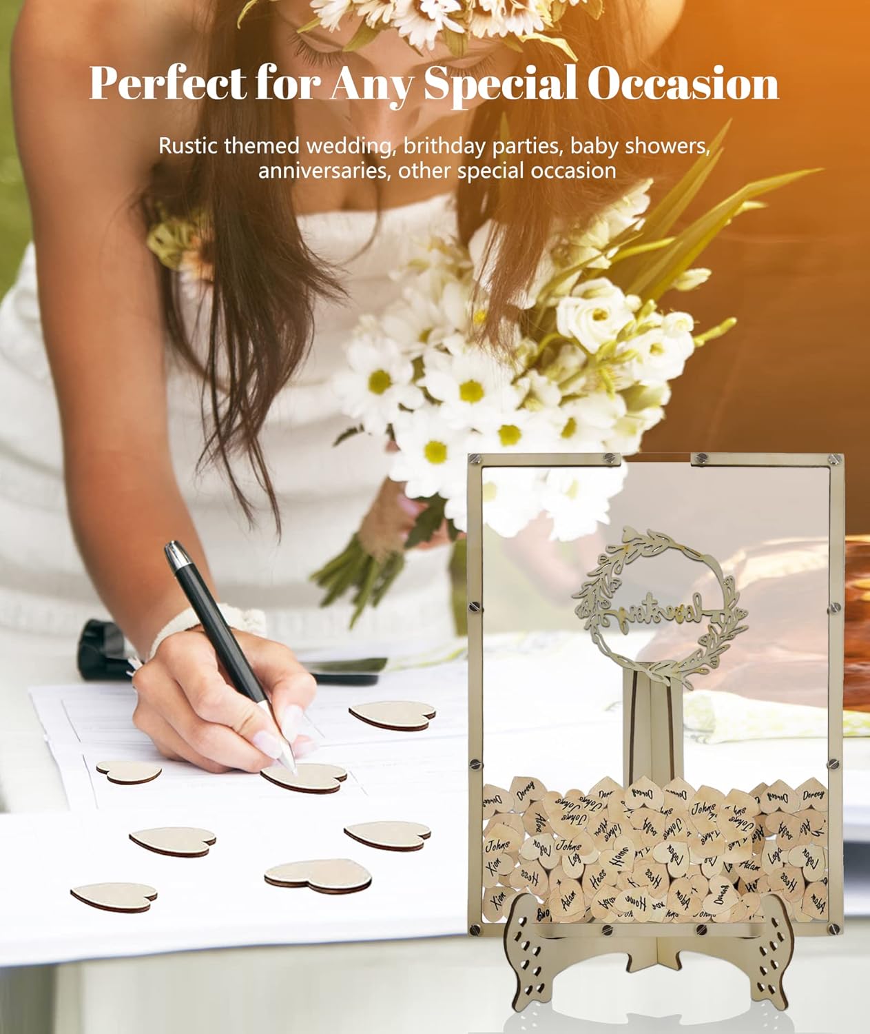 Heart Wedding Guest Book Alternative with Stand