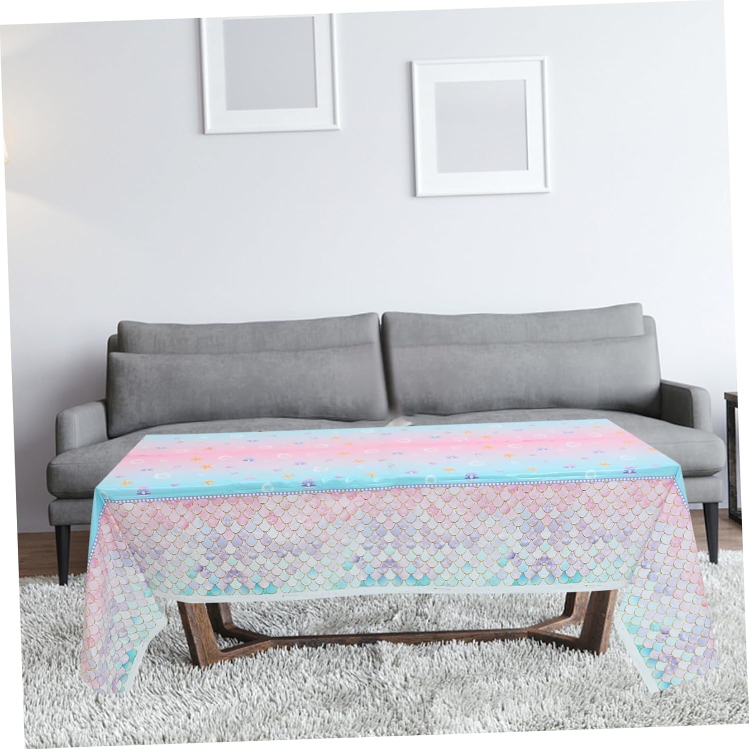 Disposable Mermaid Table Cover for Birthday Parties