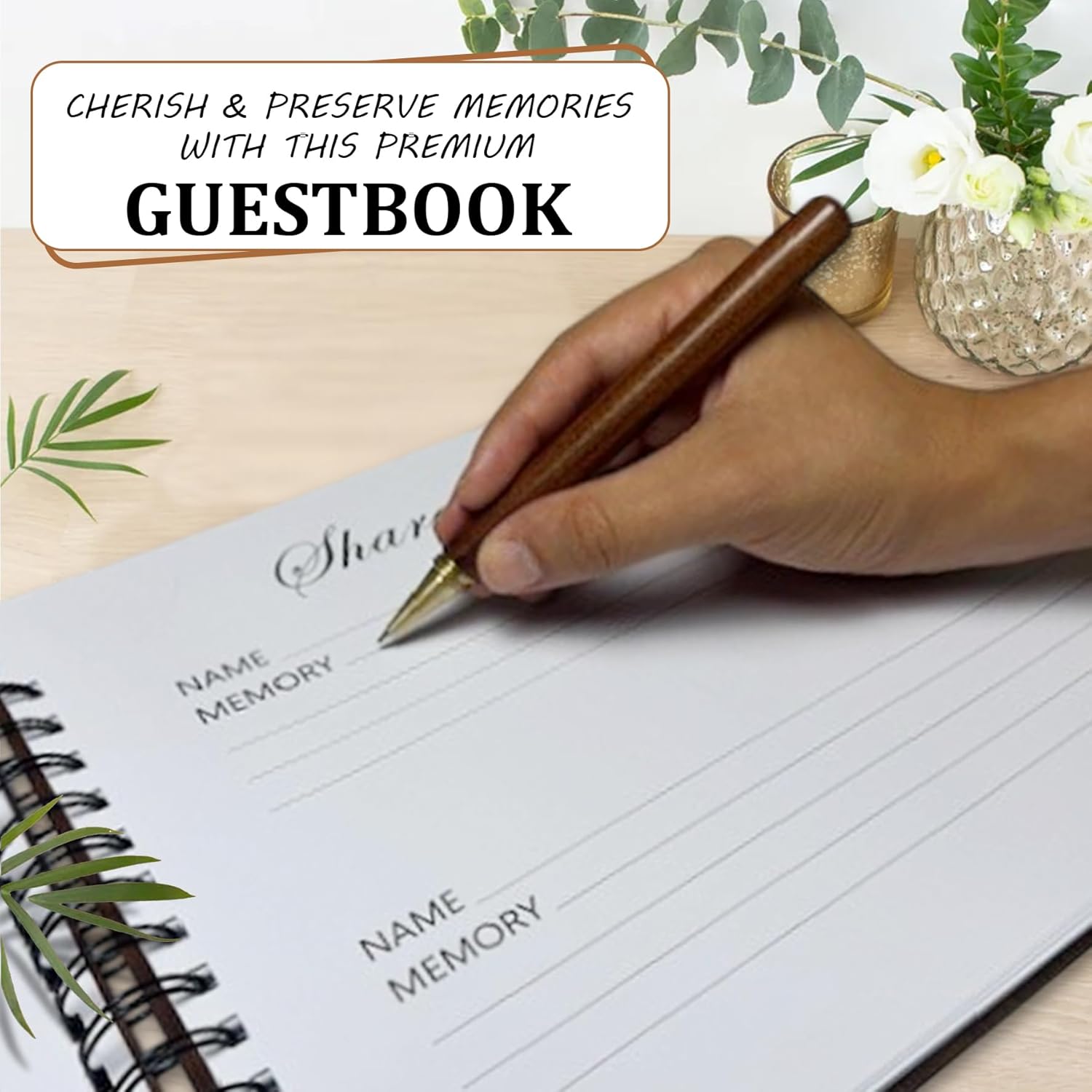 TEJSA Wooden Funeral Guest Book Set