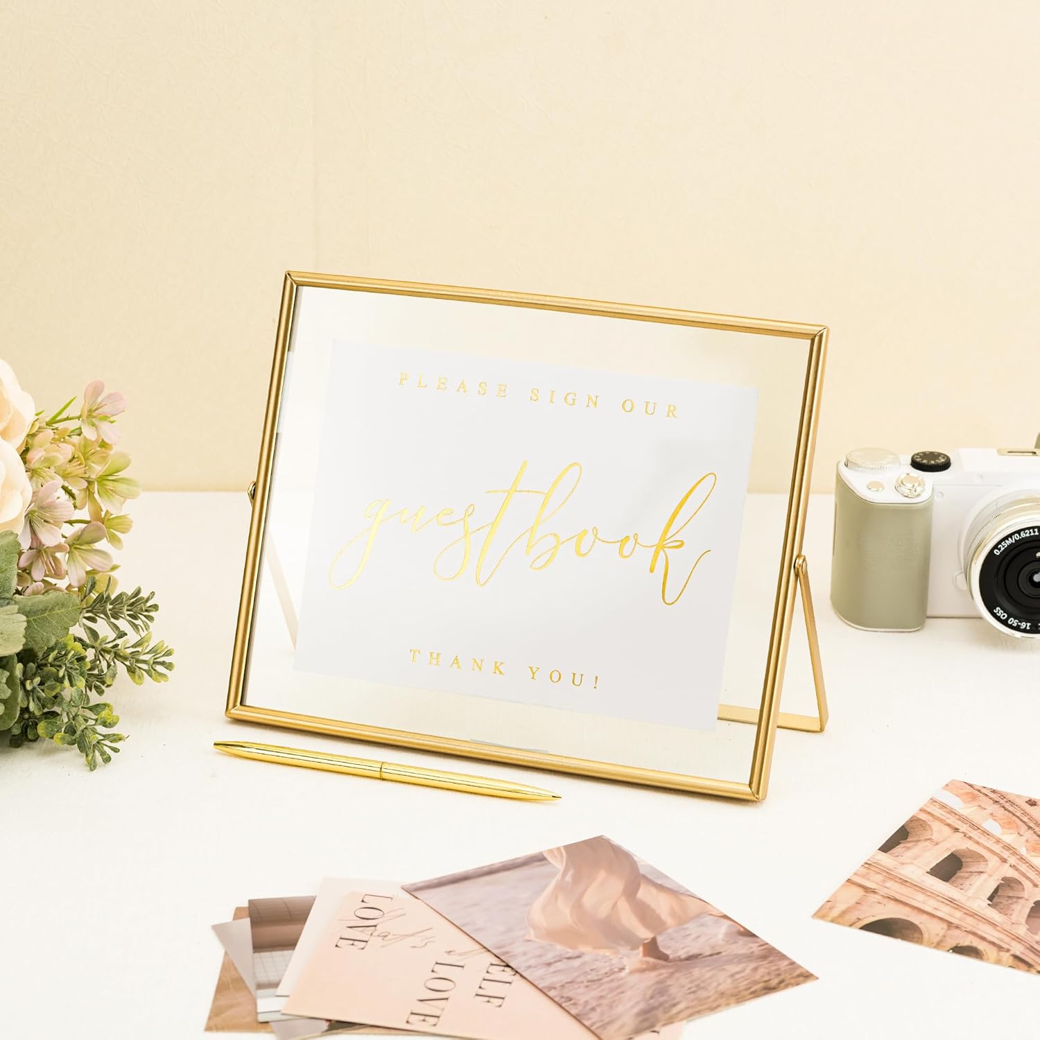 Calculs Gold Floating Picture Frame Wedding Guest Book