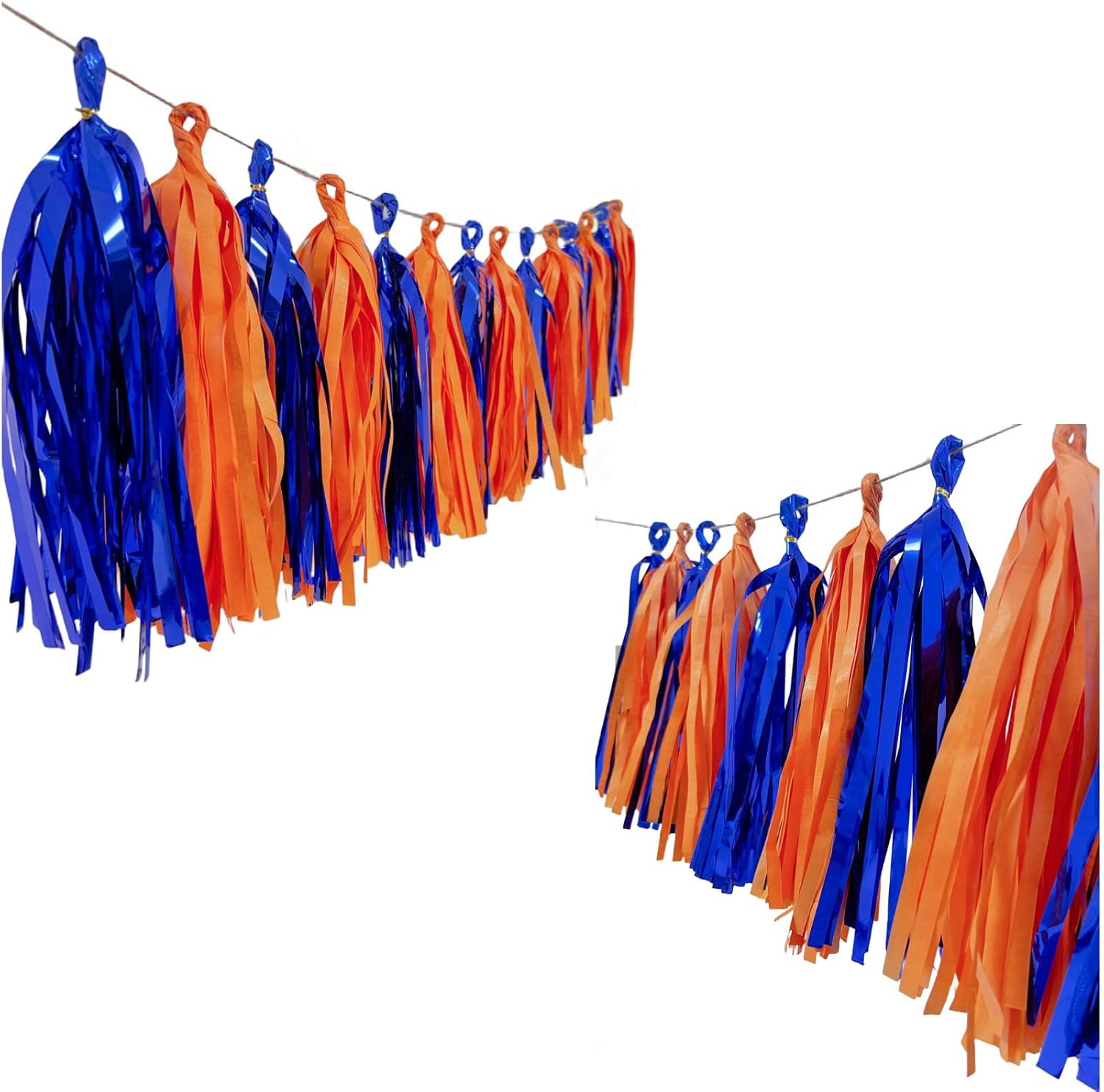 Blue and Orange Tassel Garland Decor Kit