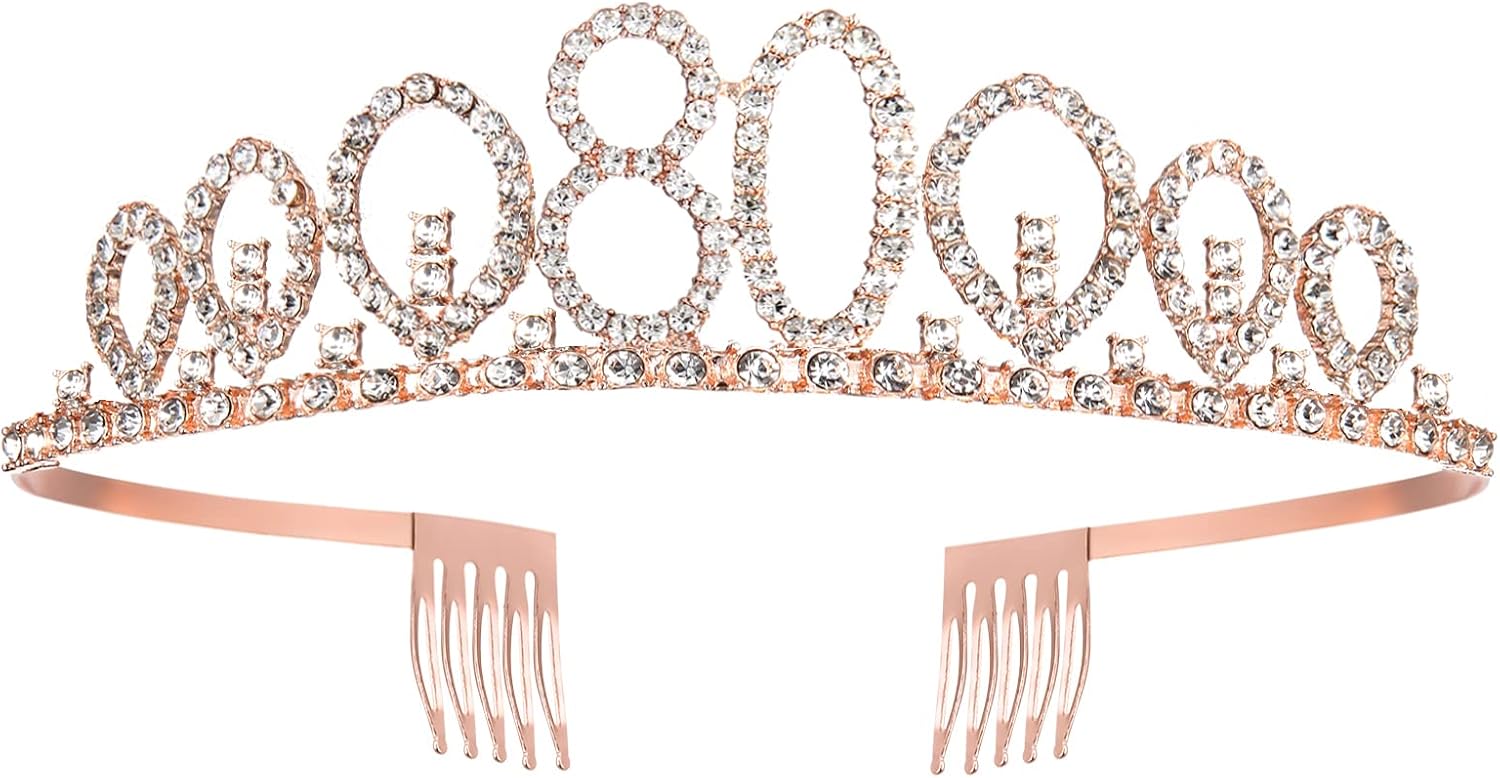 Rose Gold Birthday Tiara and Sash Set for Women