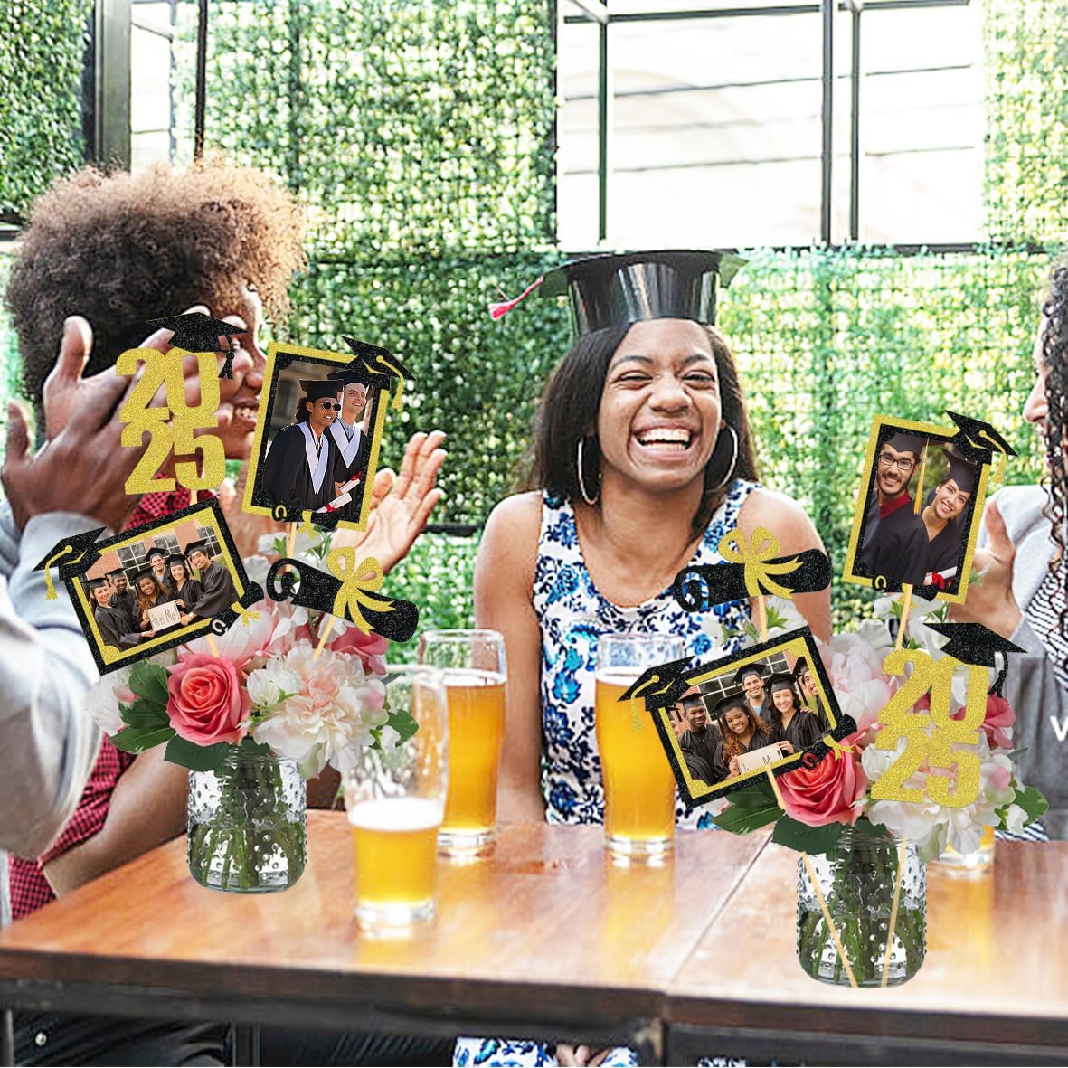 21pcs 2025 Graduation Centerpieces Gold