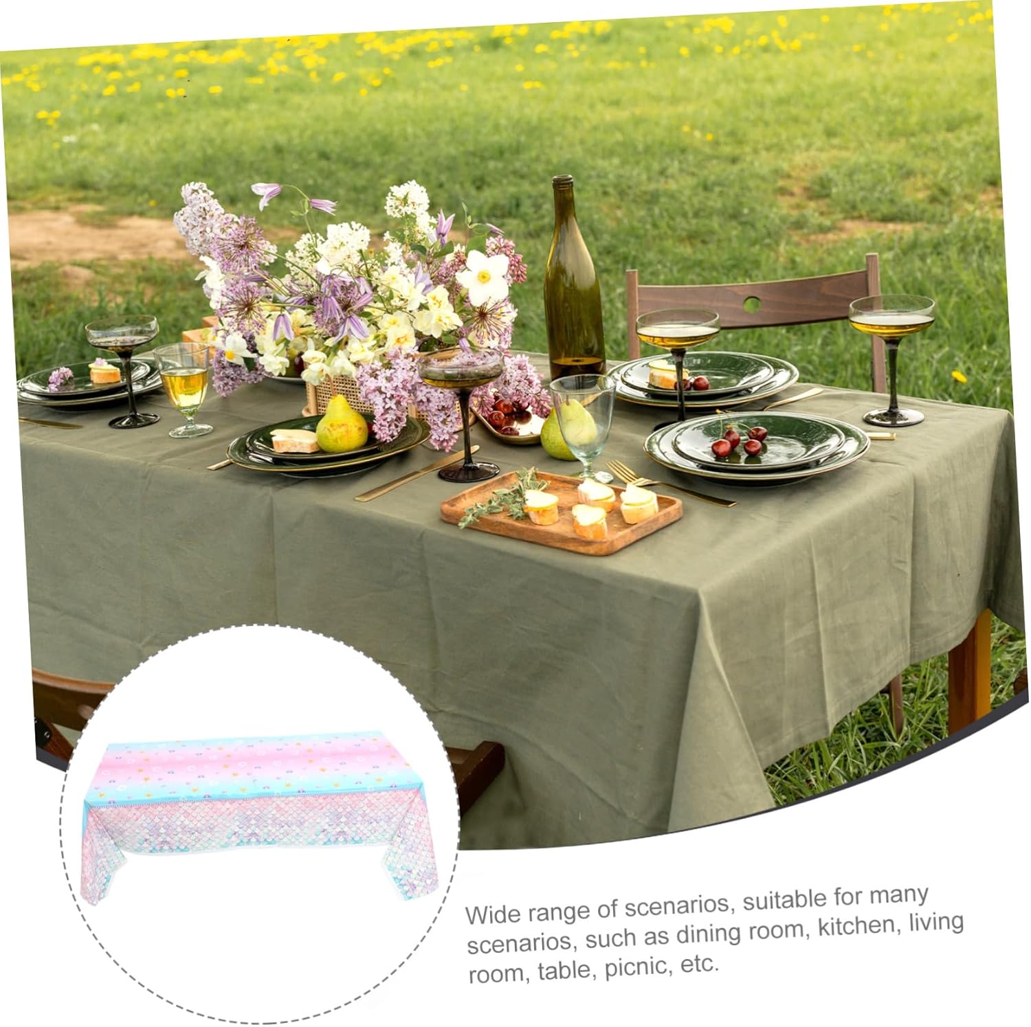 Disposable Mermaid Table Cover for Birthday Parties