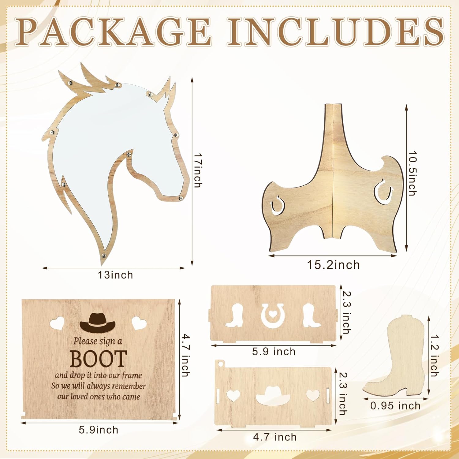 Western Cowboy Wedding Guest Book Drop Box with 100 Boot Wood Slices