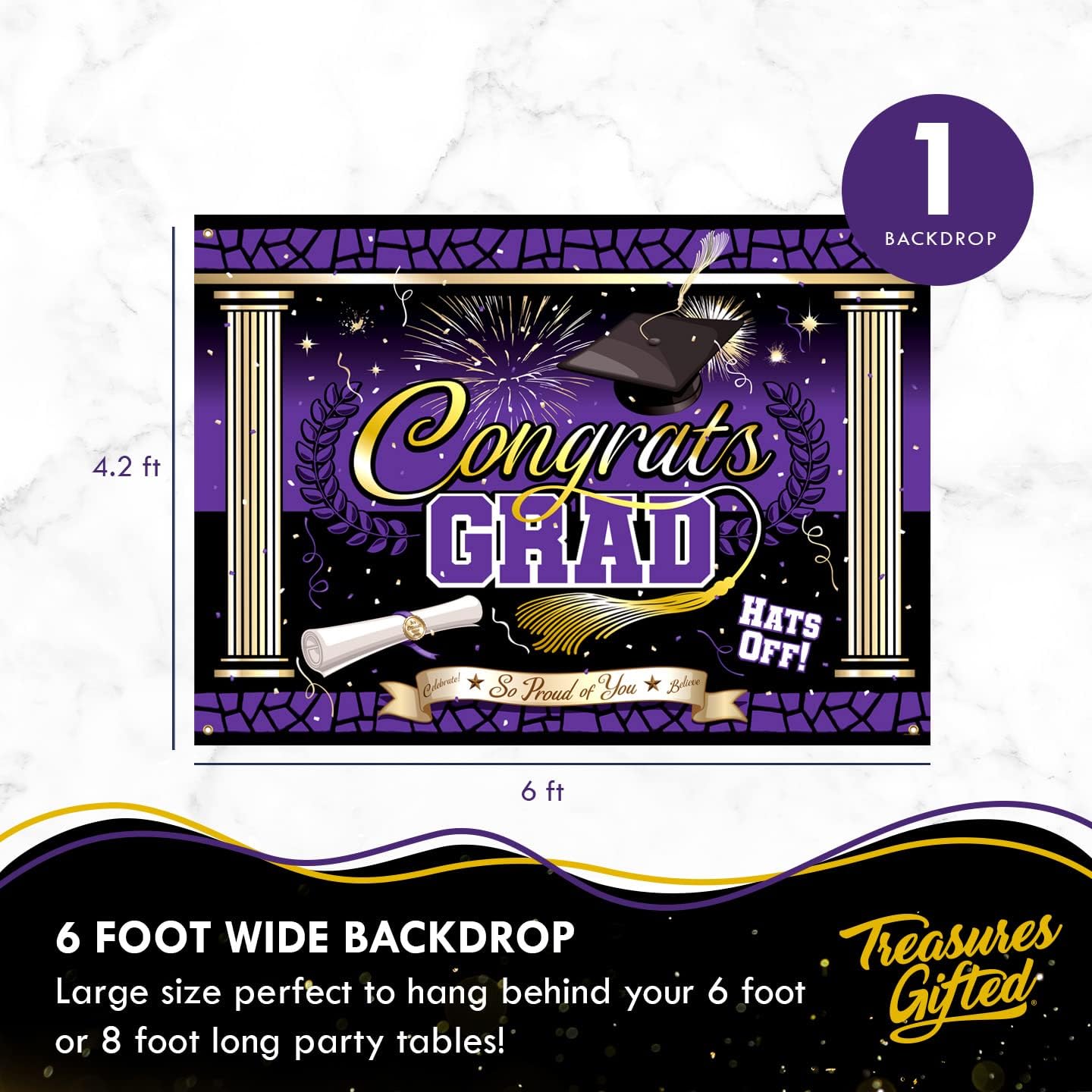 Treasures Gifted Purple Graduation Decor Set for 24 Guests
