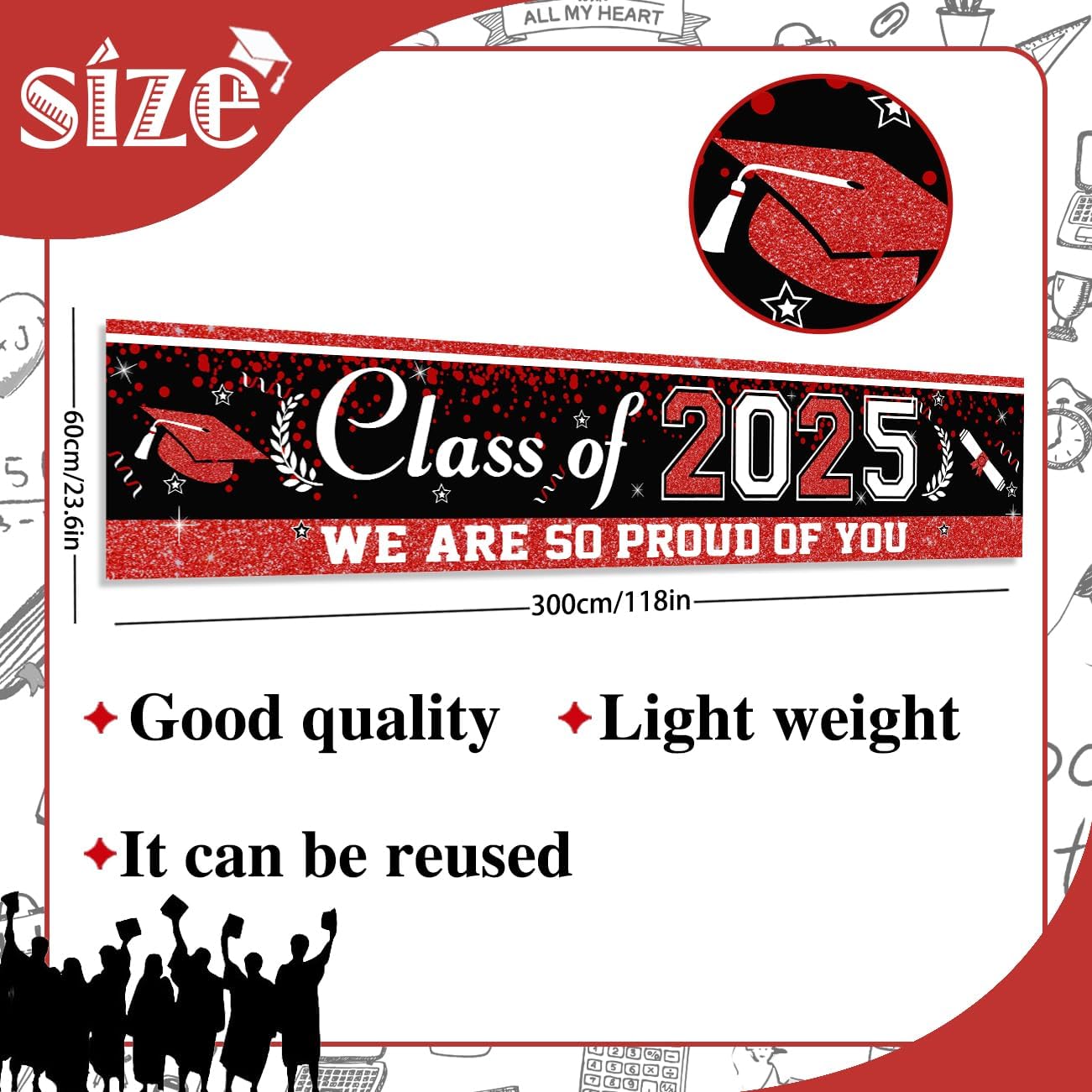 Class Of 2025 Graduation Banner 118x24 Inch