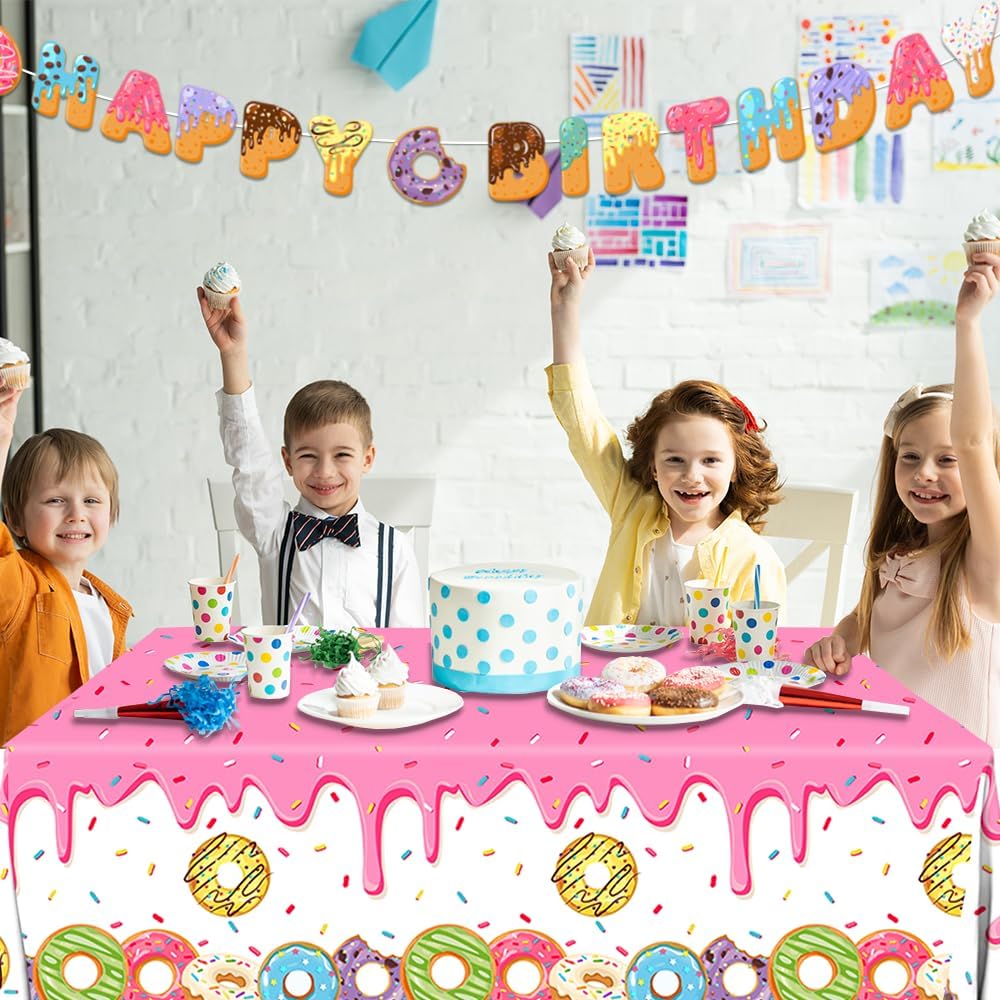 GREHUMOR Donut Birthday Table Covers 3Pcs Set