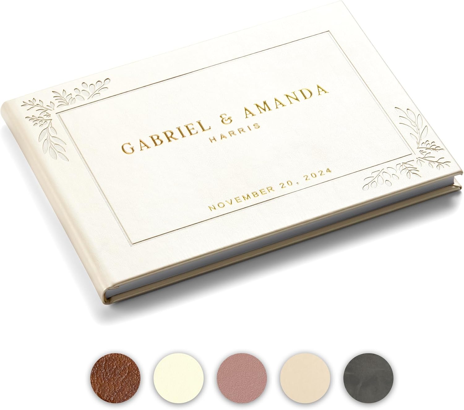Promot Personalized Wedding Guest Book with Gold Foil