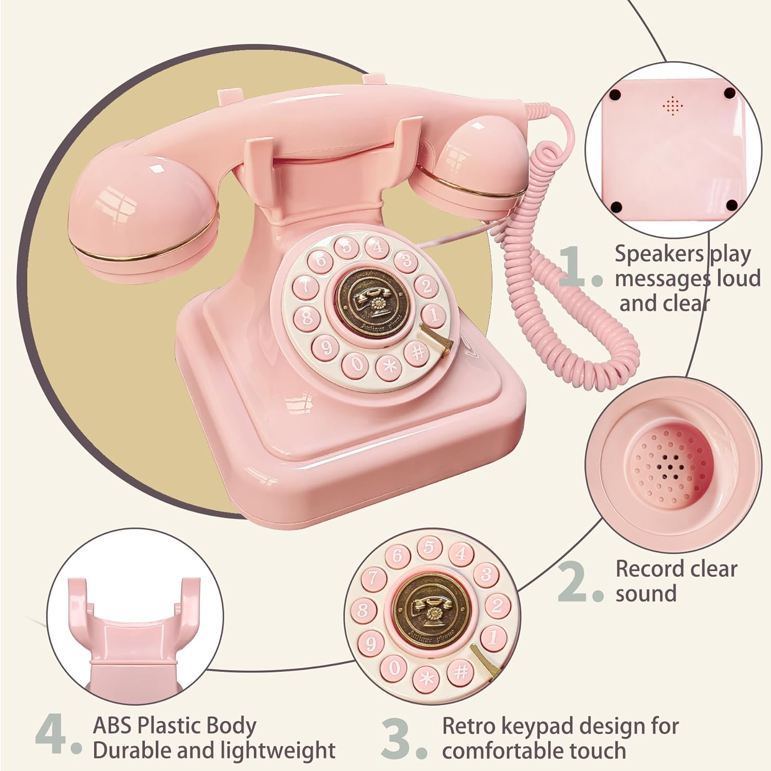Pink Audio Guest Book Phone for Weddings