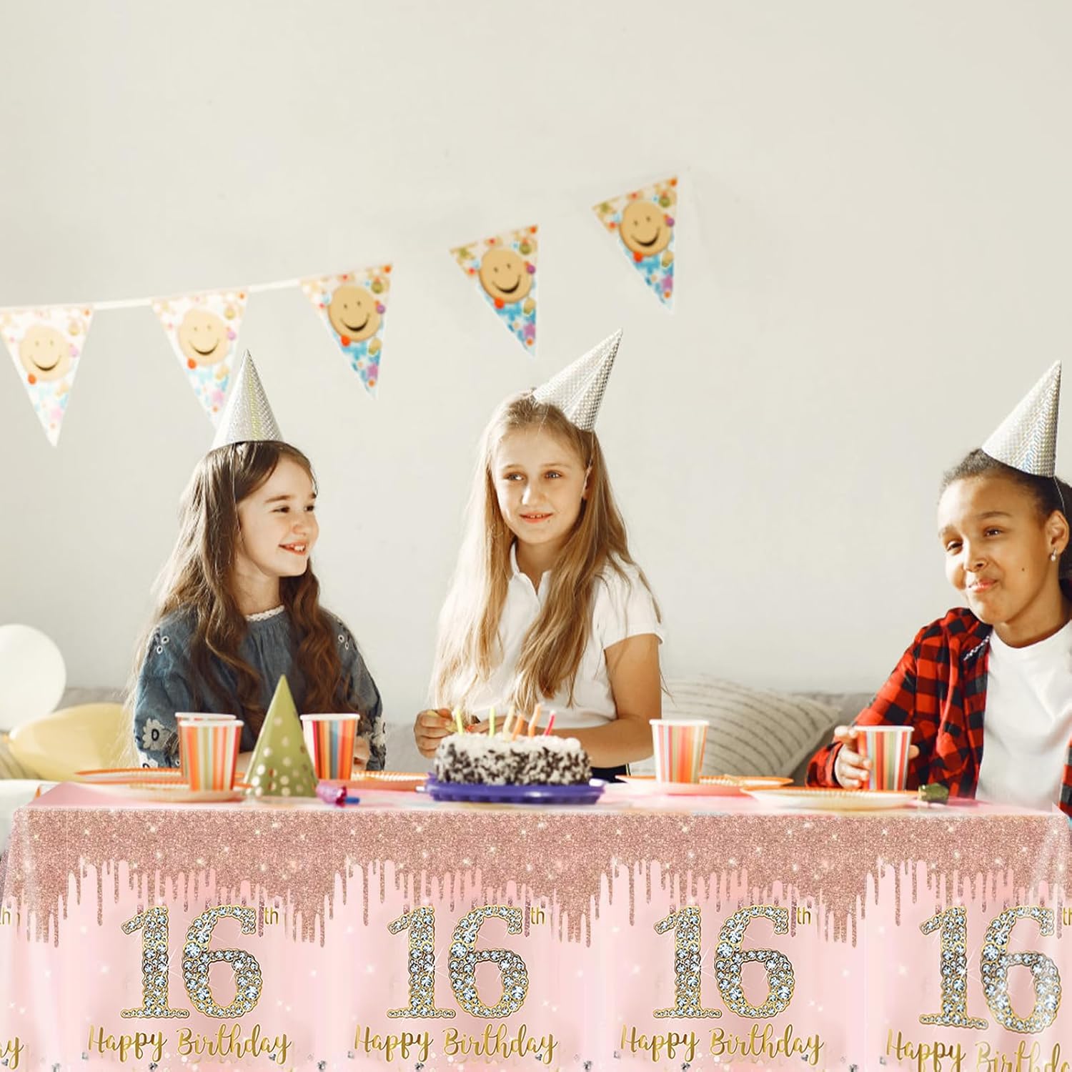 Sweet Rose Gold 3 Pack 16th Birthday Tablecloths