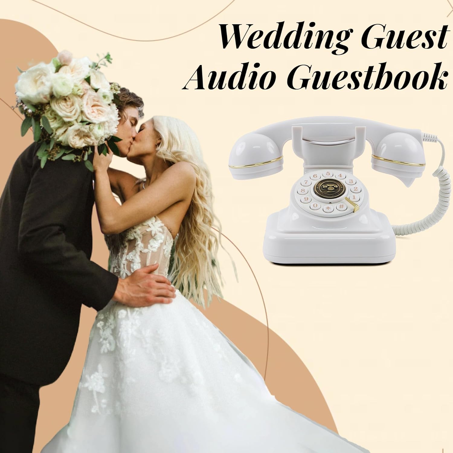 RetroVox Audio Guest Book Wedding Phone Guestbook with Voicemail