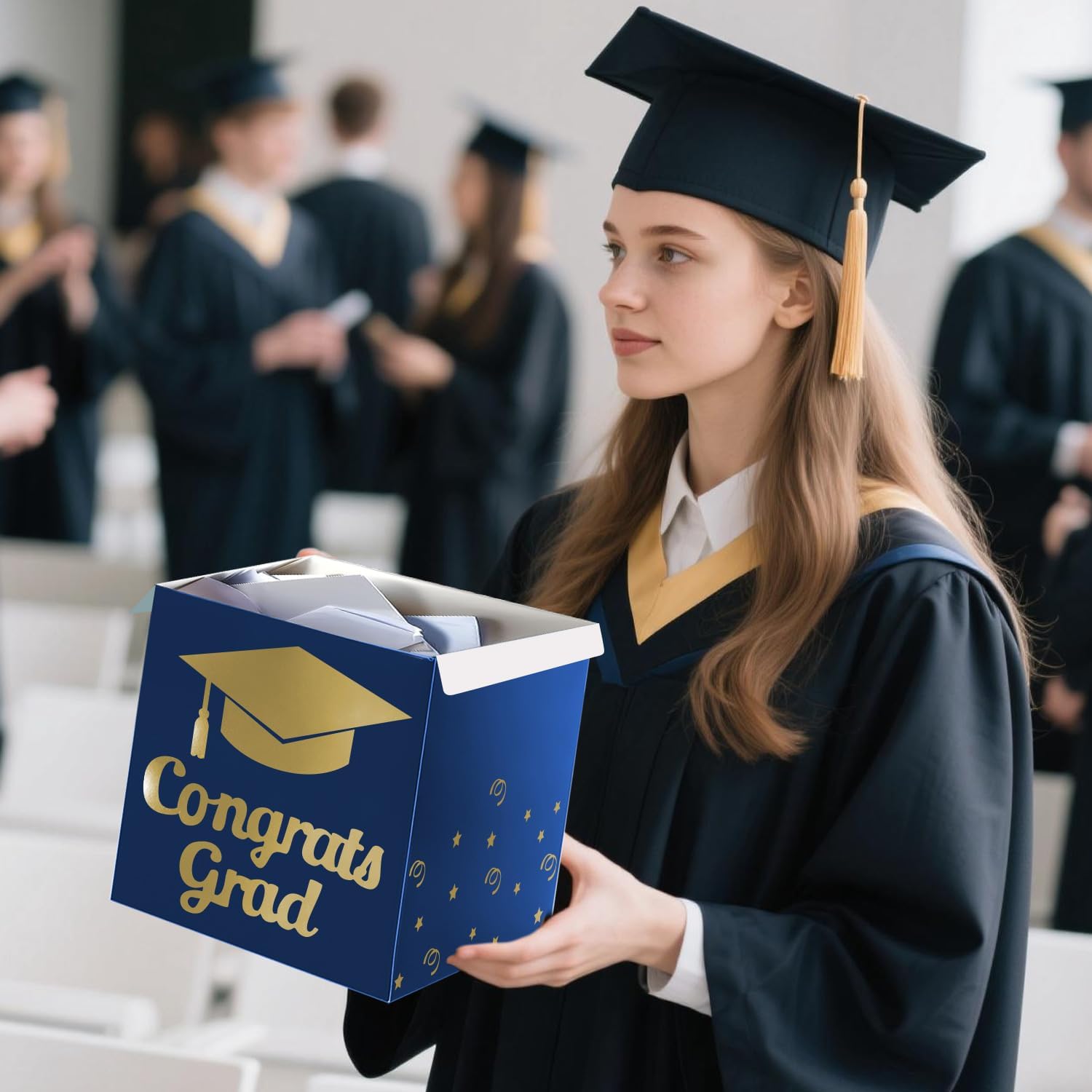 Graduation Card Box Holder Blue