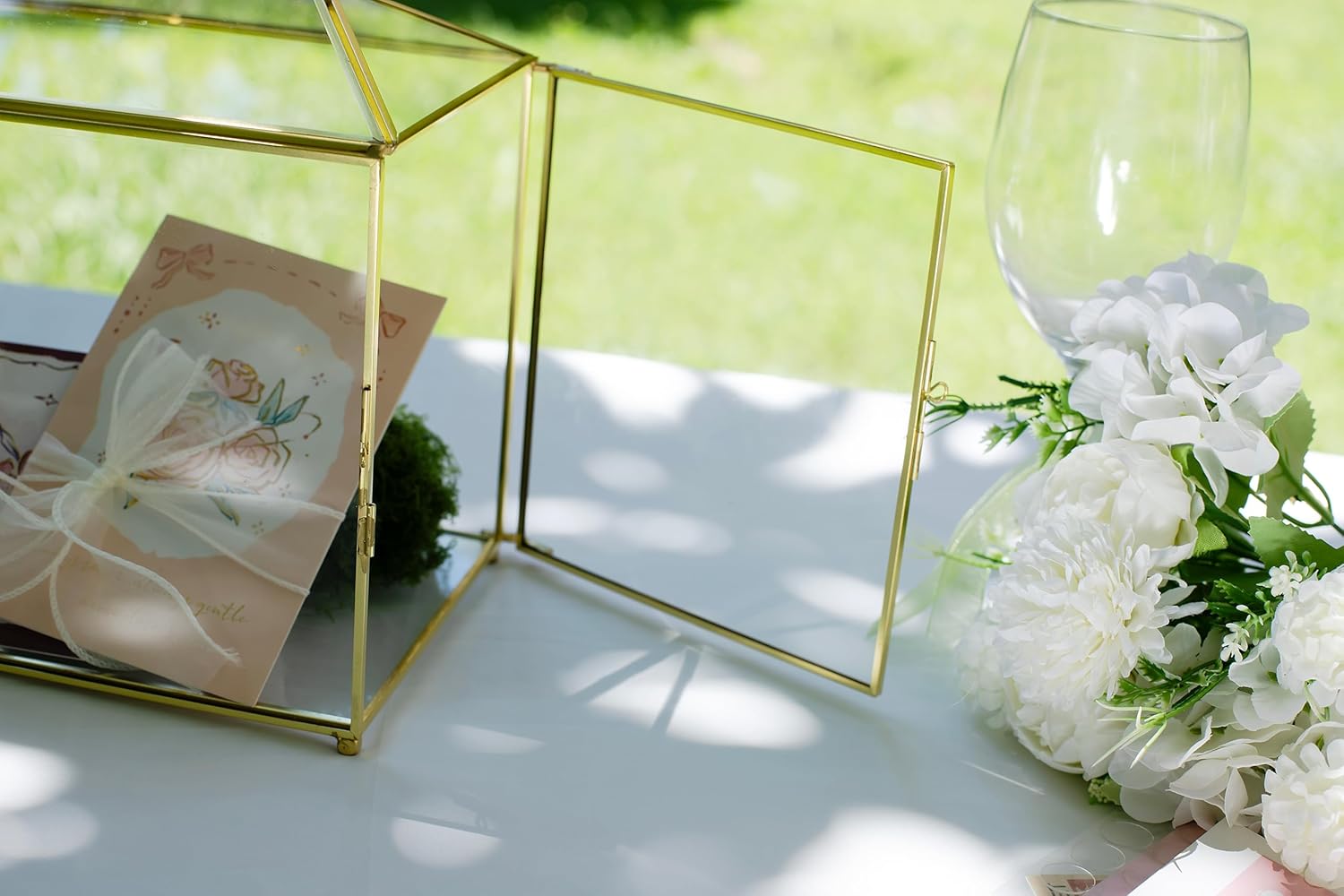 FISCRAT 102 Inche Gold Glass Card Box with Lock