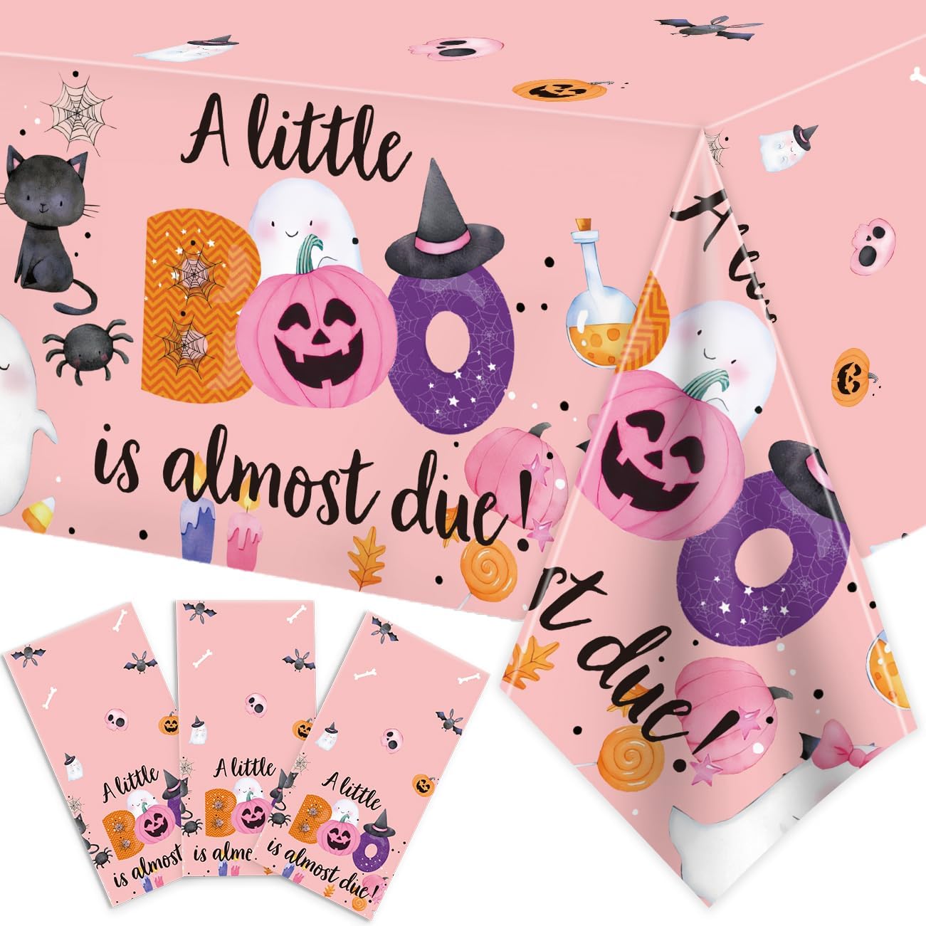 3 Pack Halloween Baby Shower Decor Tablecloths for Girls
