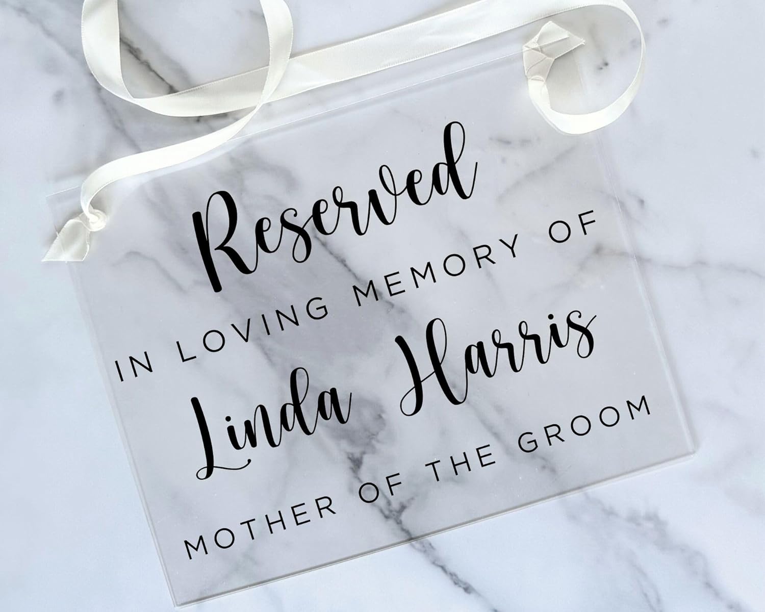 Loving Memory Acrylic Chair Sign for Wedding or Memorial