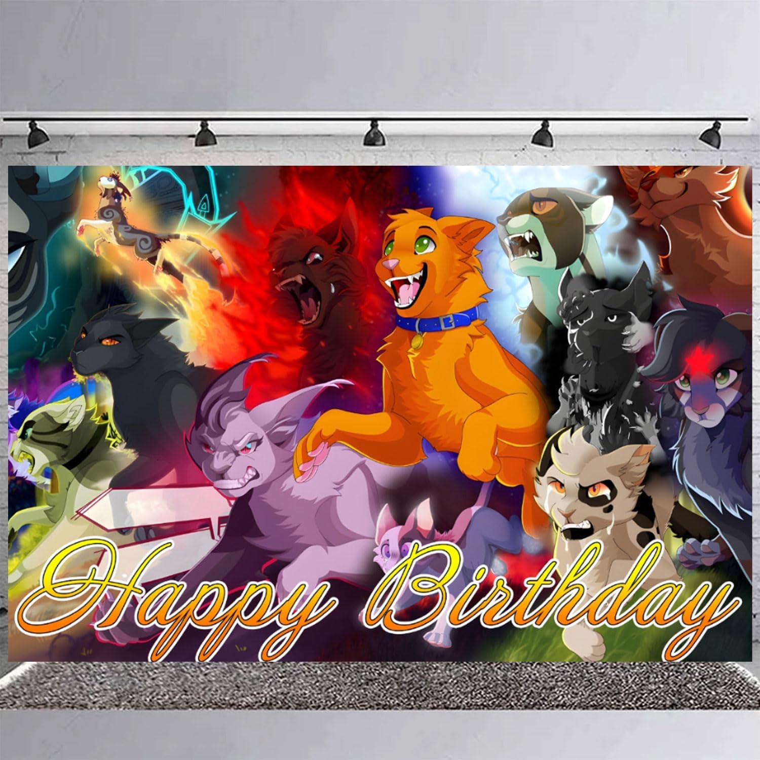 Warriors Cats Birthday Backdrop with Balloons