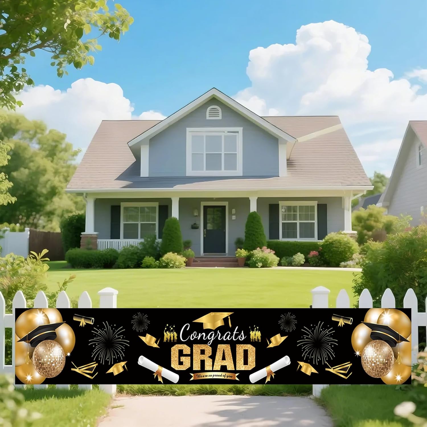 2025 Graduation Banner with Black Gold Design