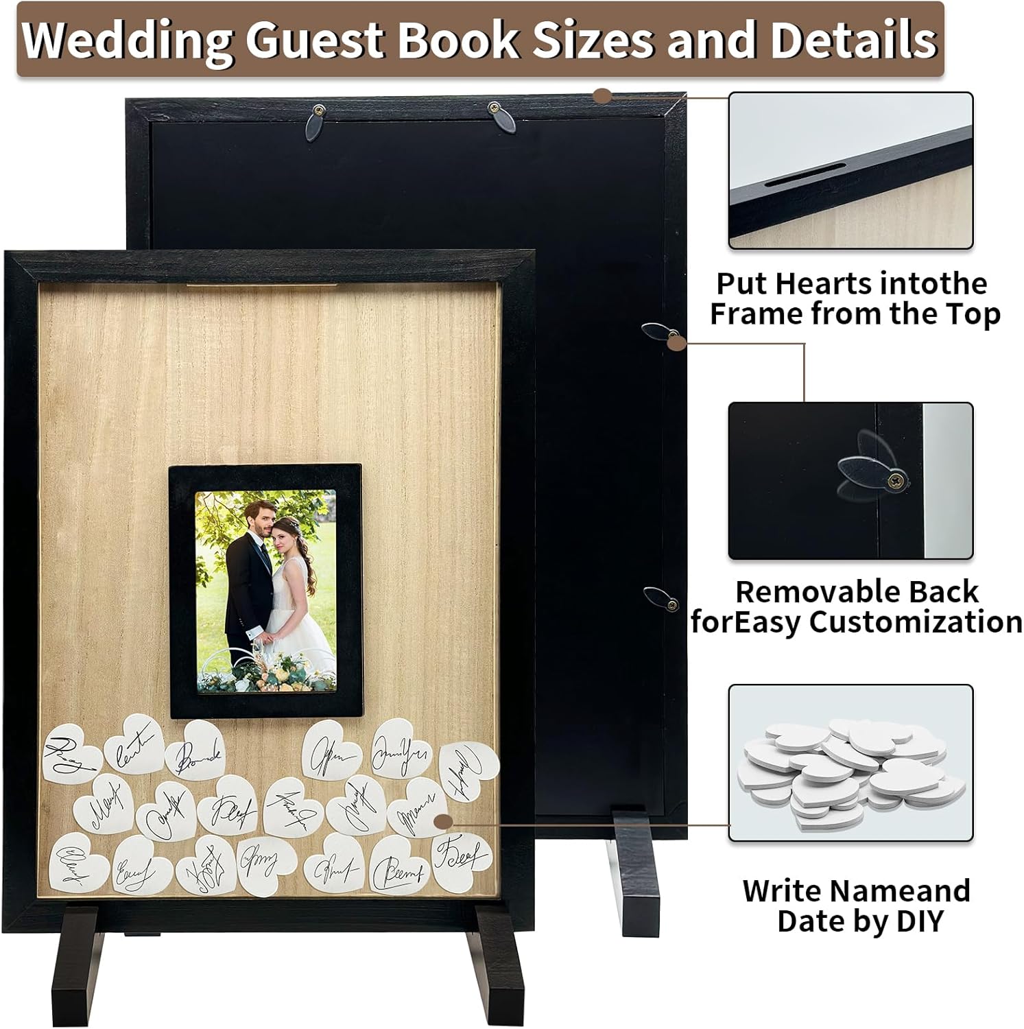 Wedding Guest Book Alternative Black Wood Frame