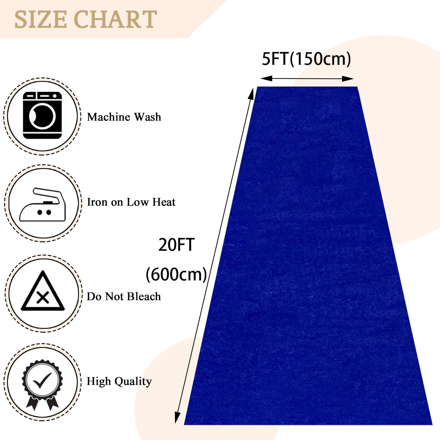 MODFUNS Royal Blue Velvet Aisle Runner 5x20FT Wedding Carpet