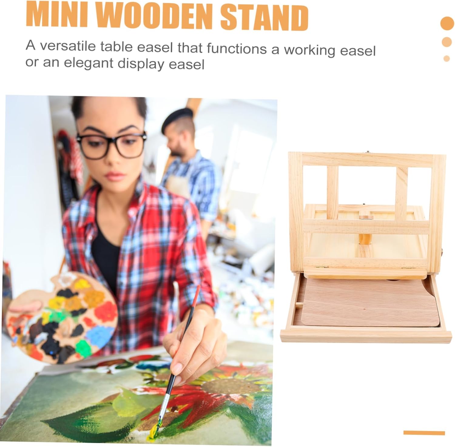 Portable Wooden Easel with Drawer for Art and Photos