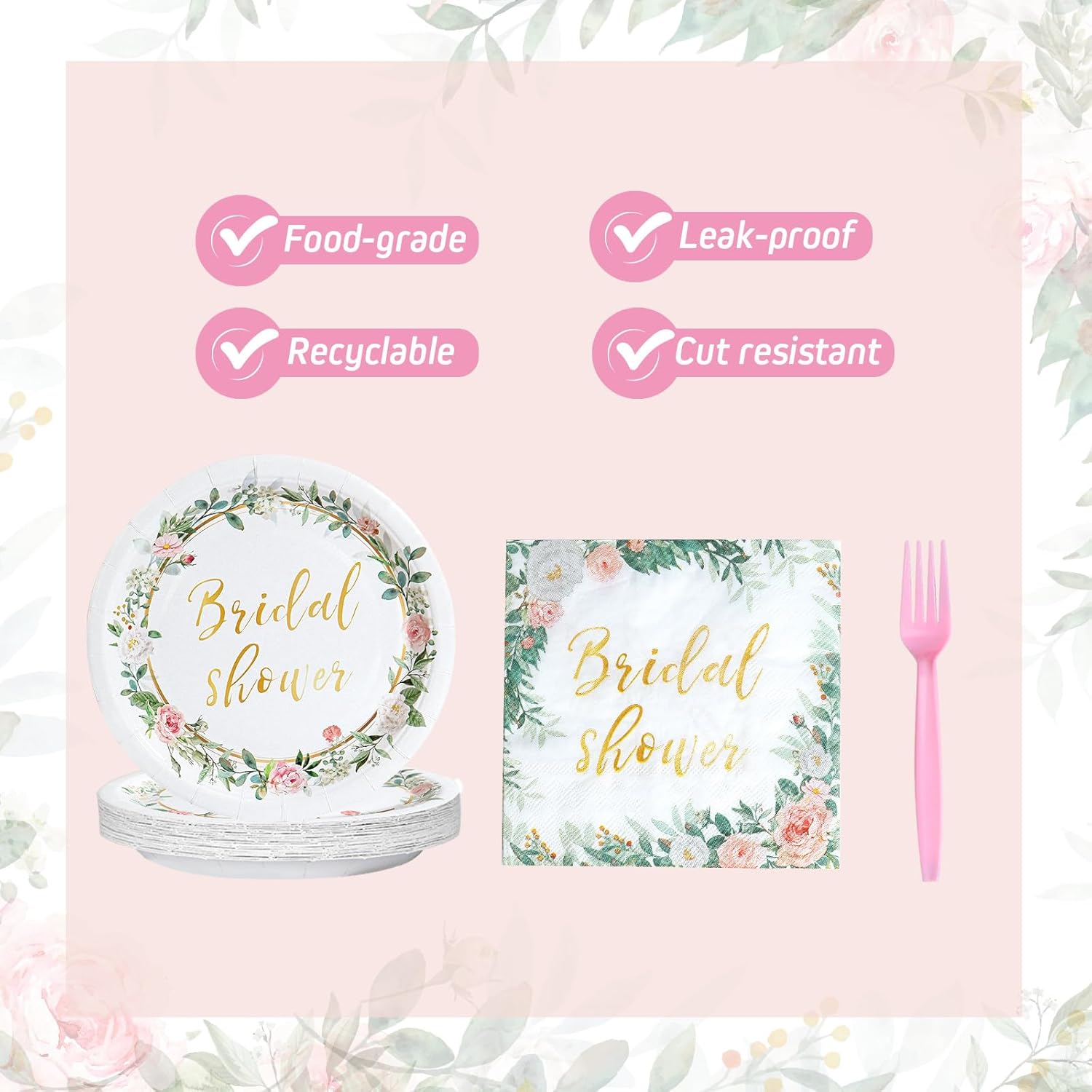 Qifu Bridal Shower Tableware Set for 24 Guests