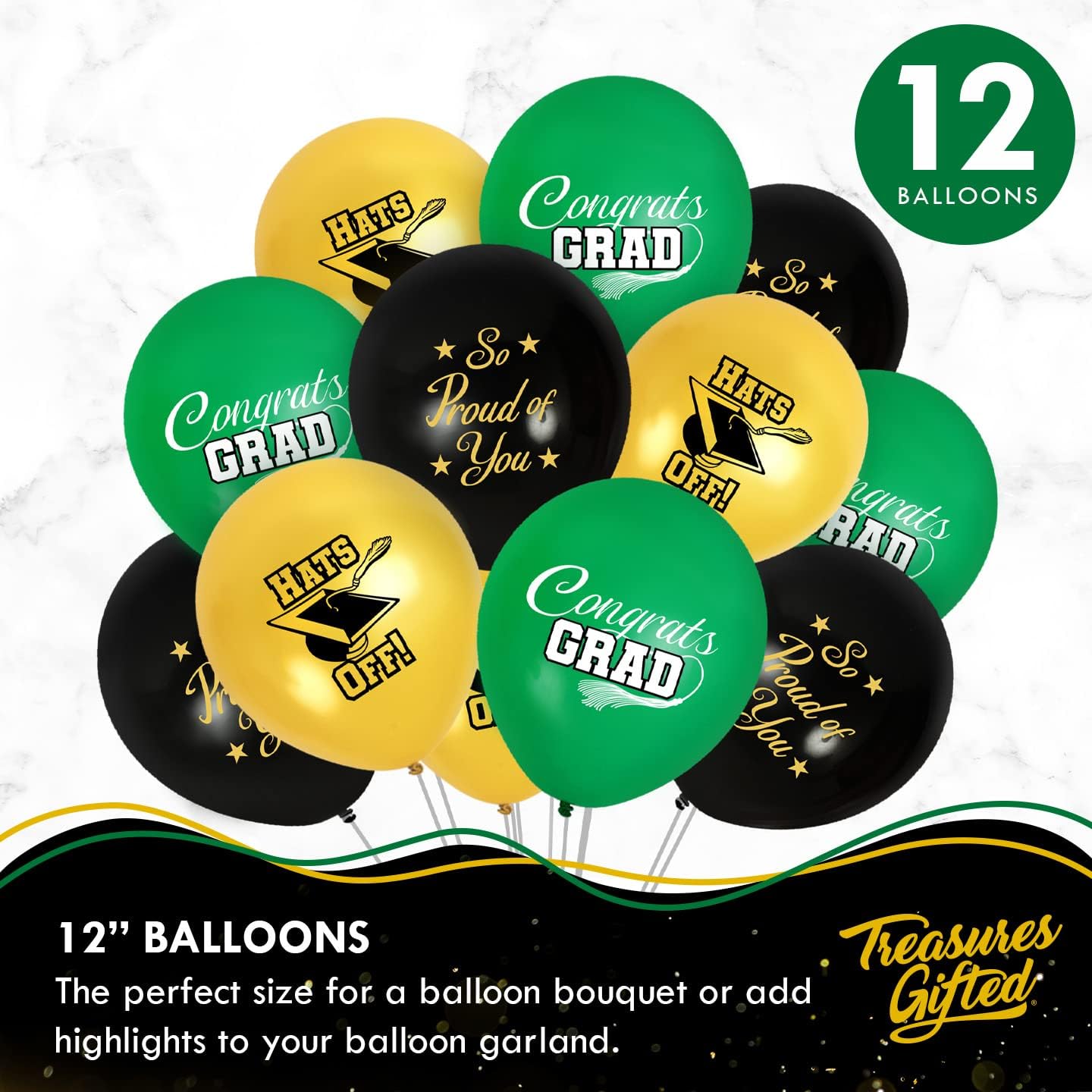 Treasures Gifted Green Graduation Decorations Set for 24 Guests