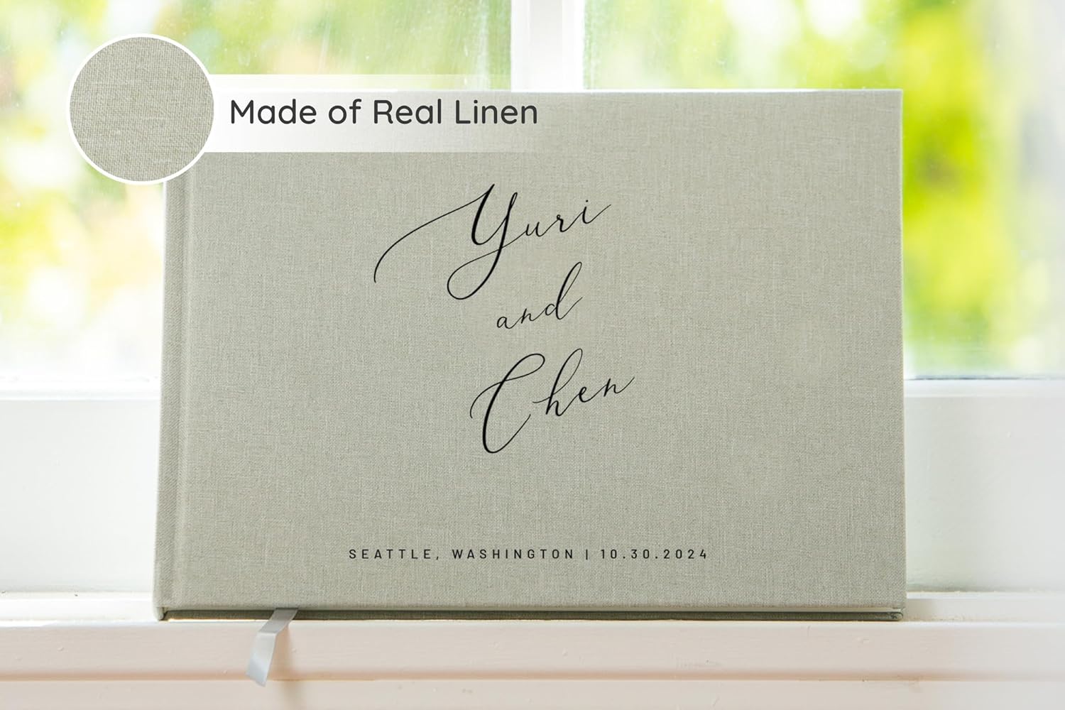 Personalized Linen Guest Book for Wedding Ceremony