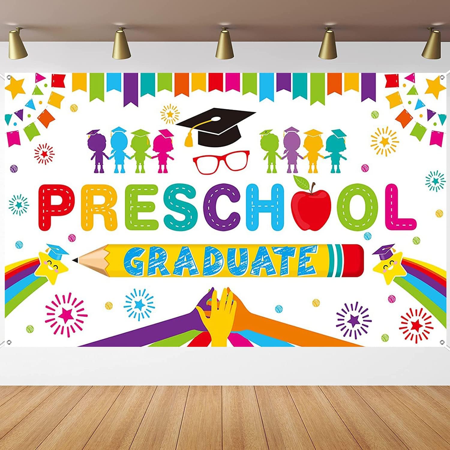 Kindergarten Graduate Backdrop Banner for Preschool Graduation Party Decor