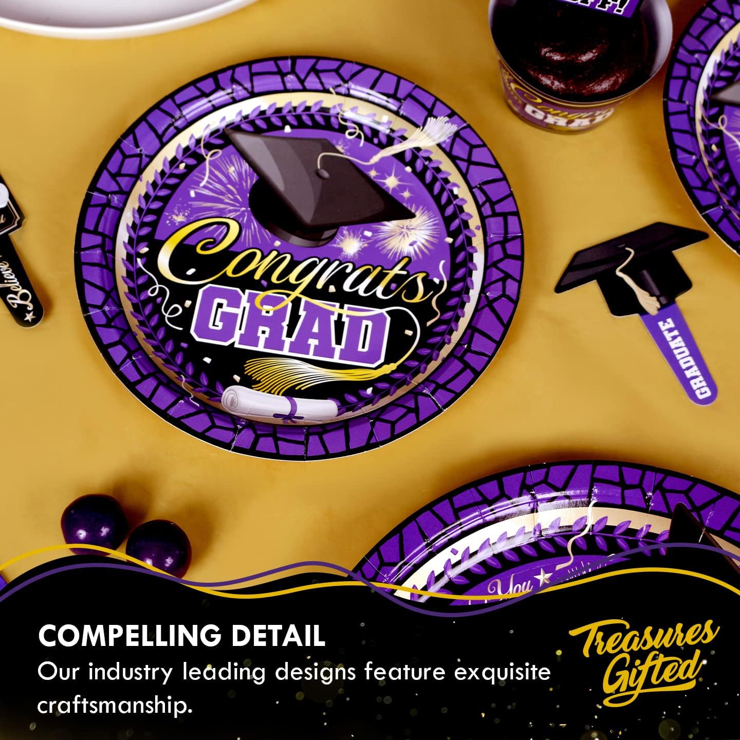 Treasures Gifted Purple Graduation Decorations Set of 24