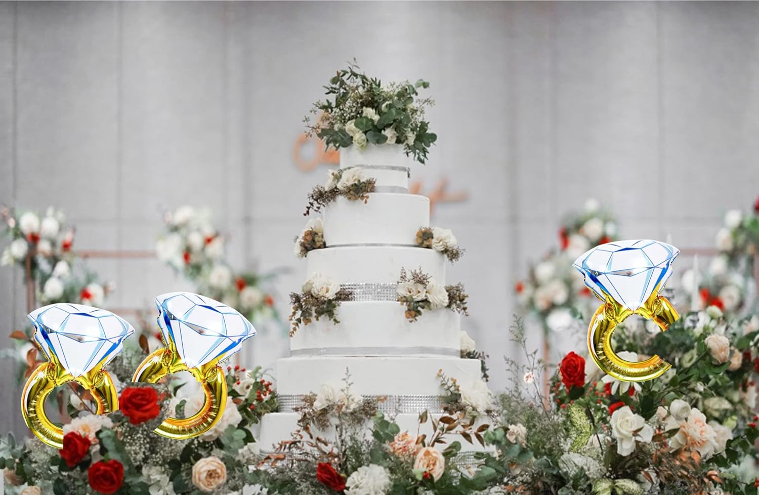 3Pcs Diamond Engagement Mylar Balloons Wedding Party Decorations